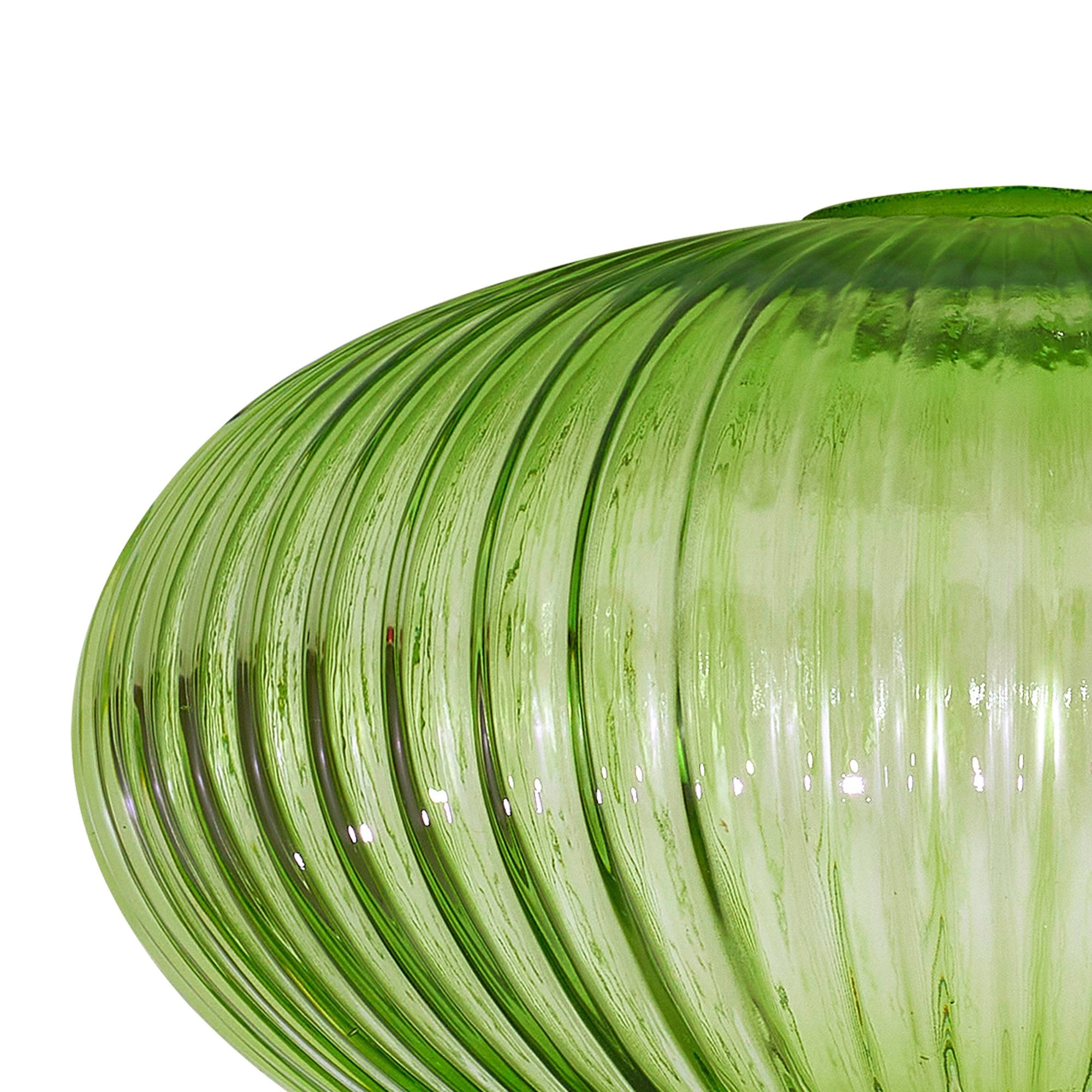 Fabula Springfield 20cm Oval Sphere Ribbed Shade - Green Glass - Shade Only