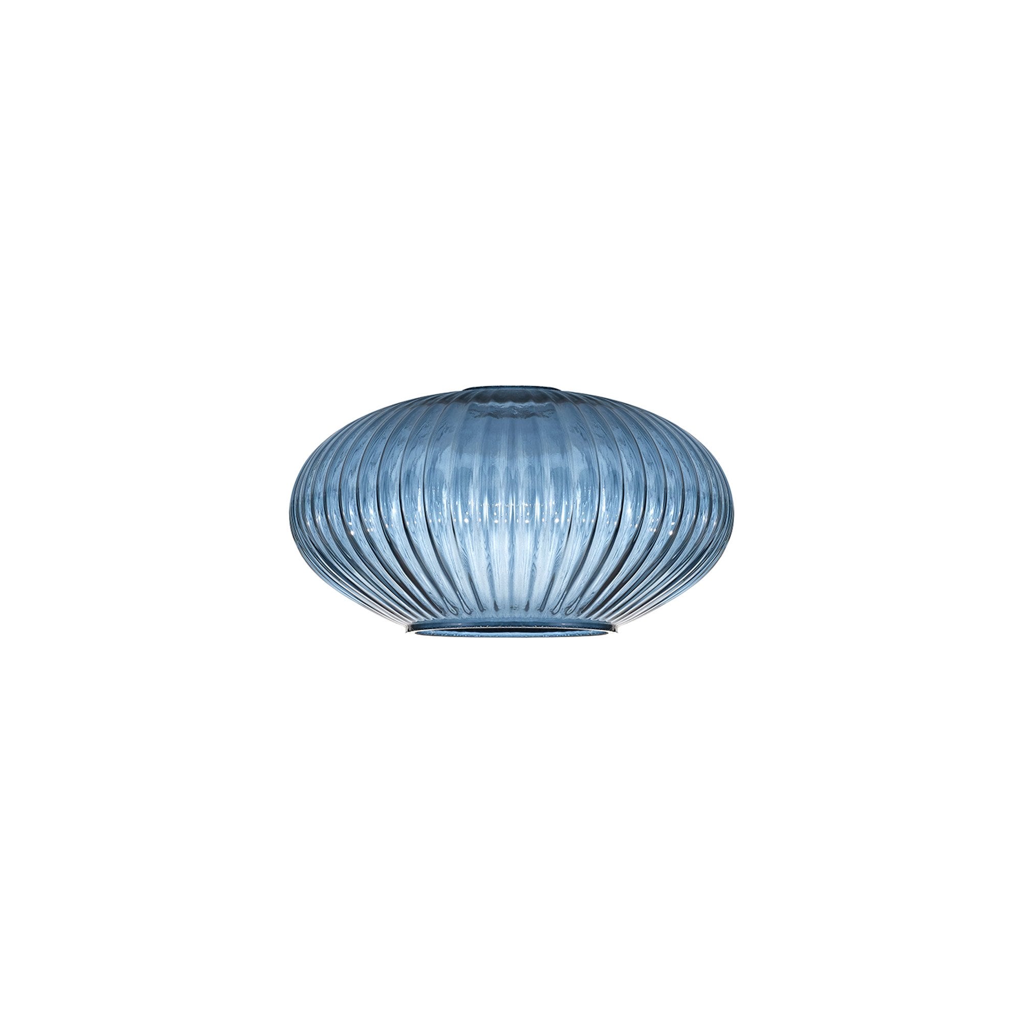 Fabula Springfield 20cm Oval Sphere Ribbed Shade - Petrol Blue Glass - Shade Only