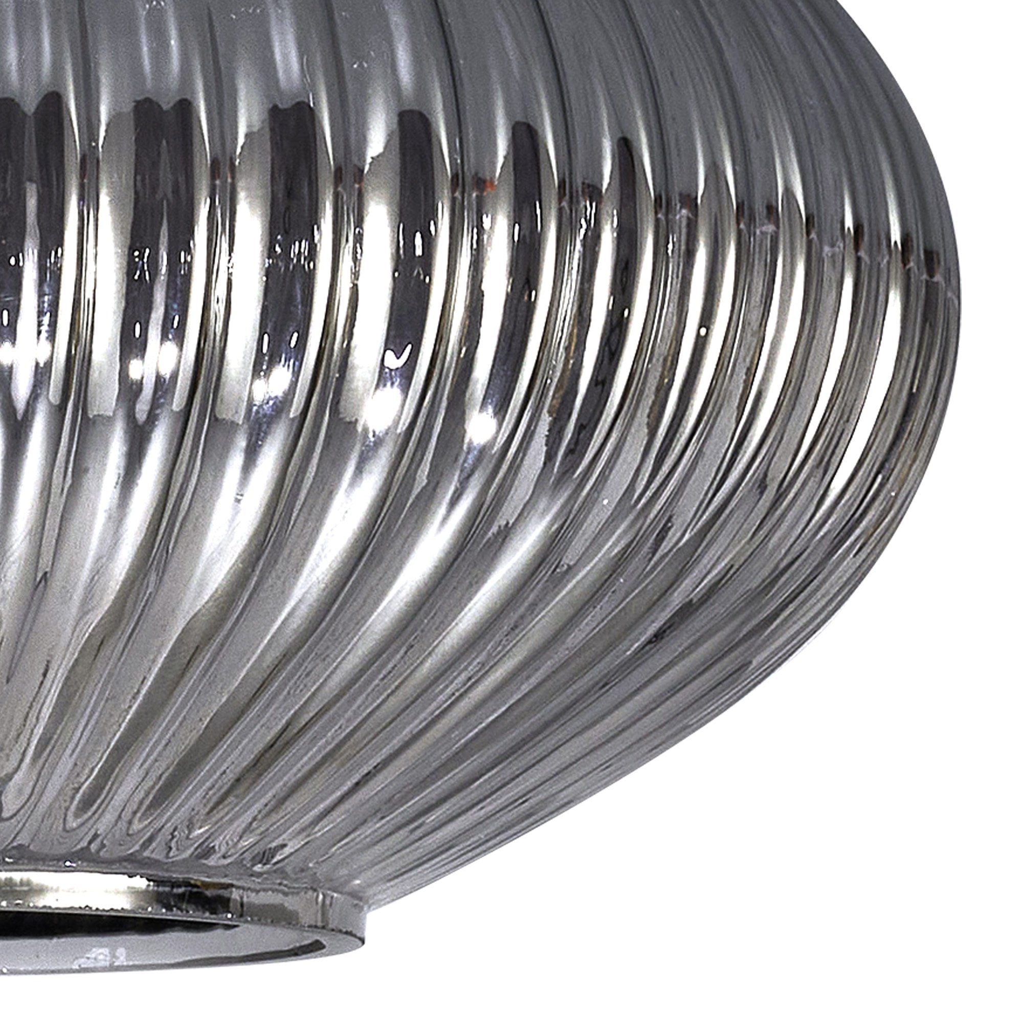 Fabula Springfield 20cm Oval Sphere Ribbed Shade - Smoked Glass - Shade Only