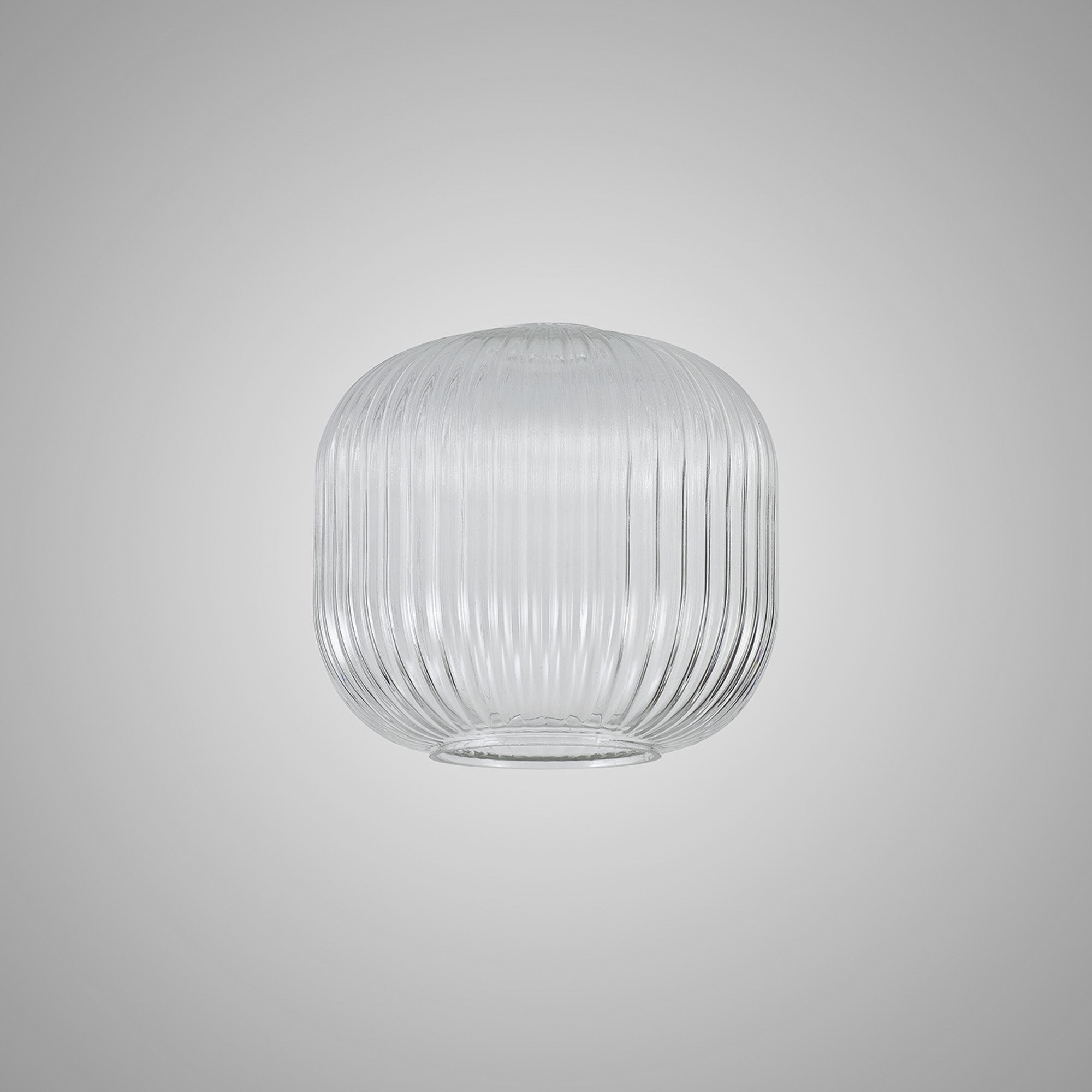 Fabula Springfield 20cm Pumpkin Shaped Ribbed Shade - Clear Glass - Shade Only