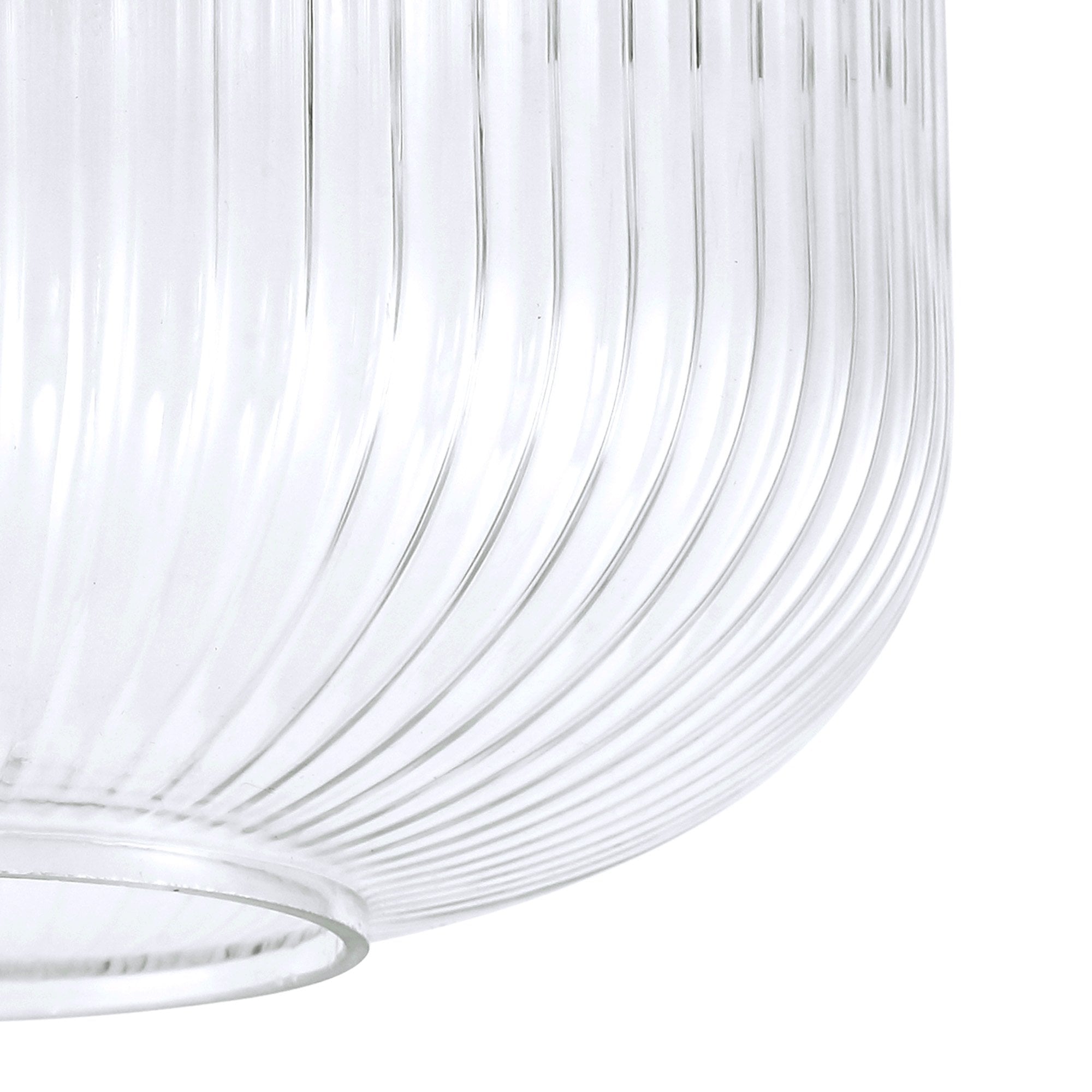 Fabula Springfield 20cm Pumpkin Shaped Ribbed Shade - Clear Glass - Shade Only