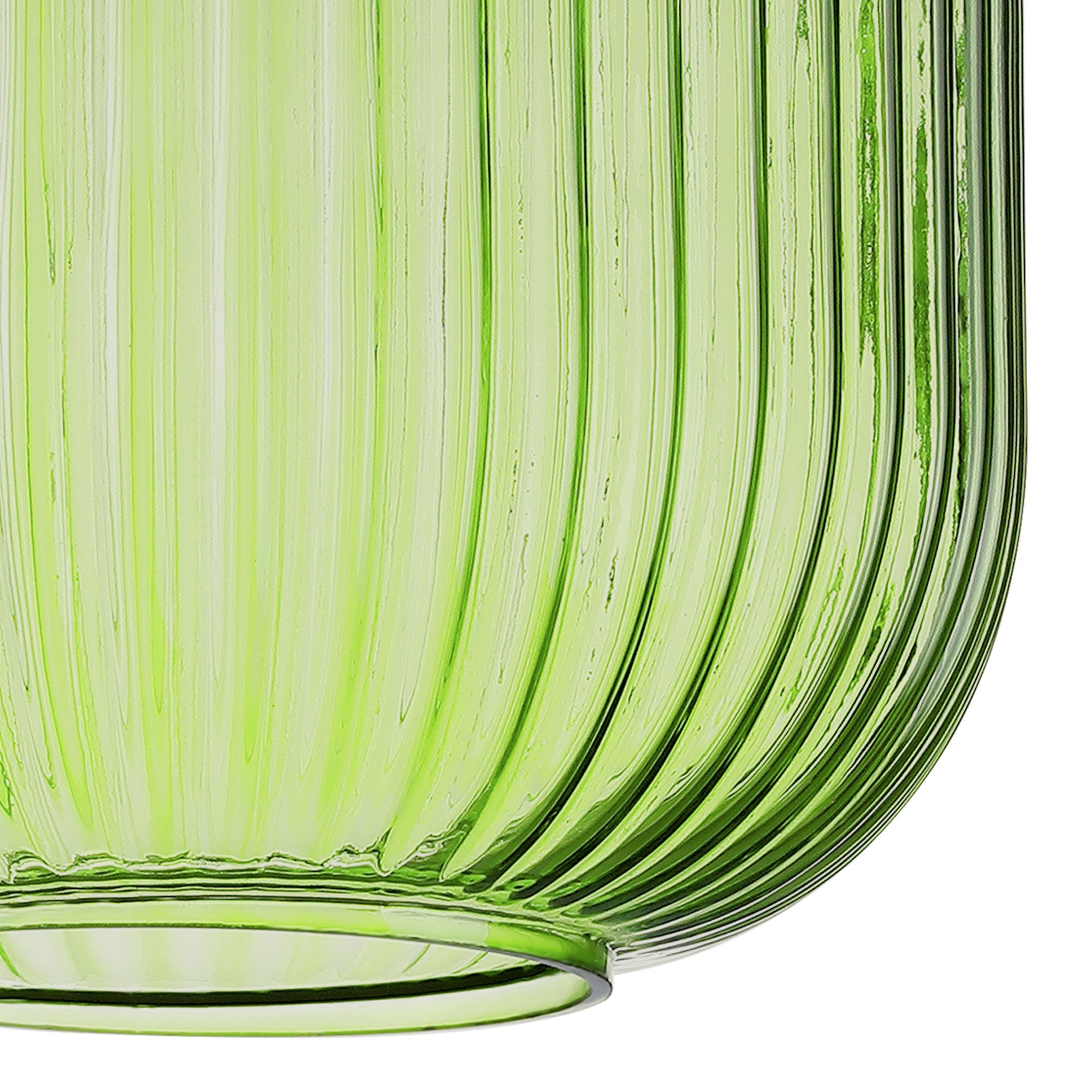Fabula Springfield 20cm Pumpkin Shaped Ribbed Shade - Green Glass - Shade Only