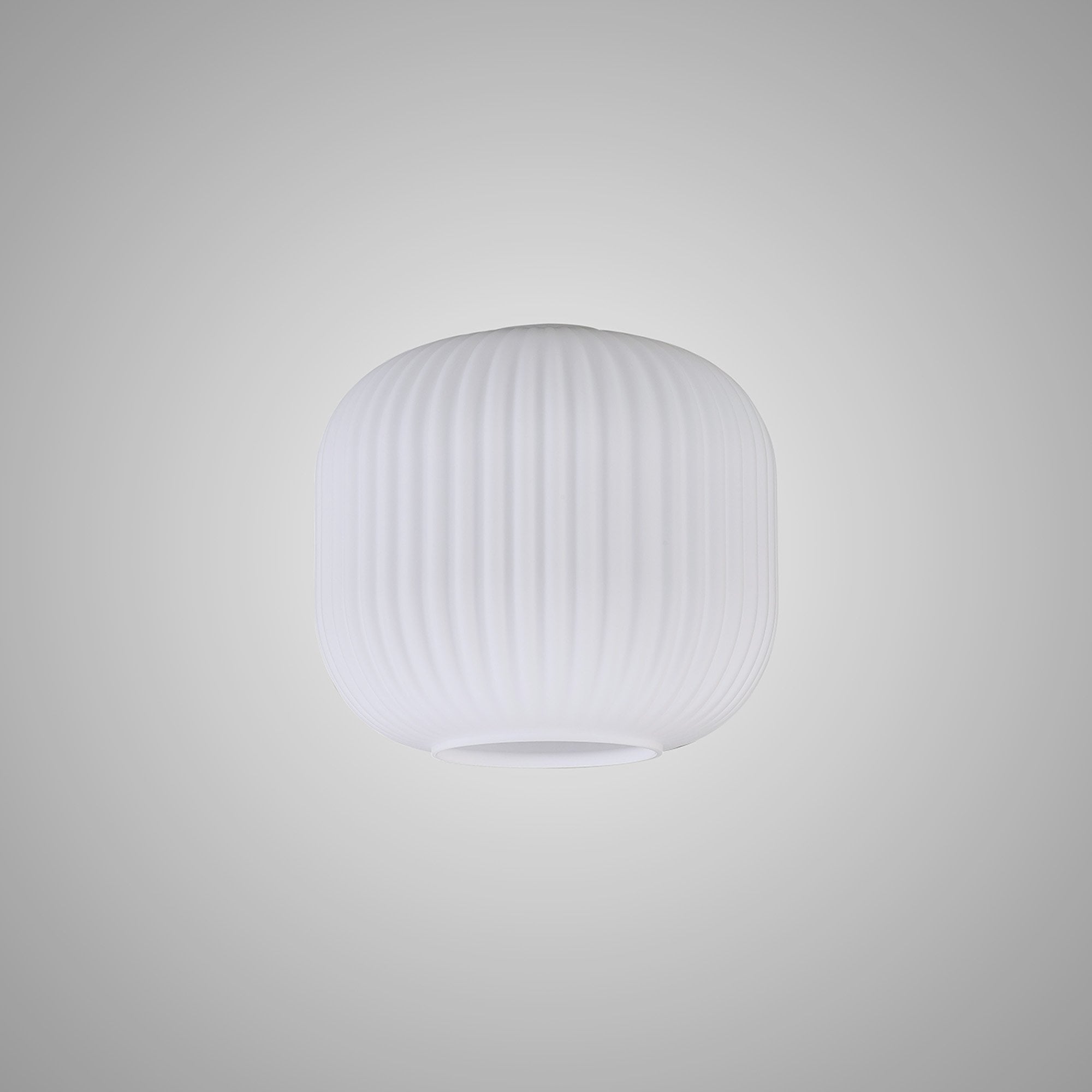 Fabula Springfield 20cm Pumpkin Shaped Ribbed Shade - Opal Glass - Shade Only