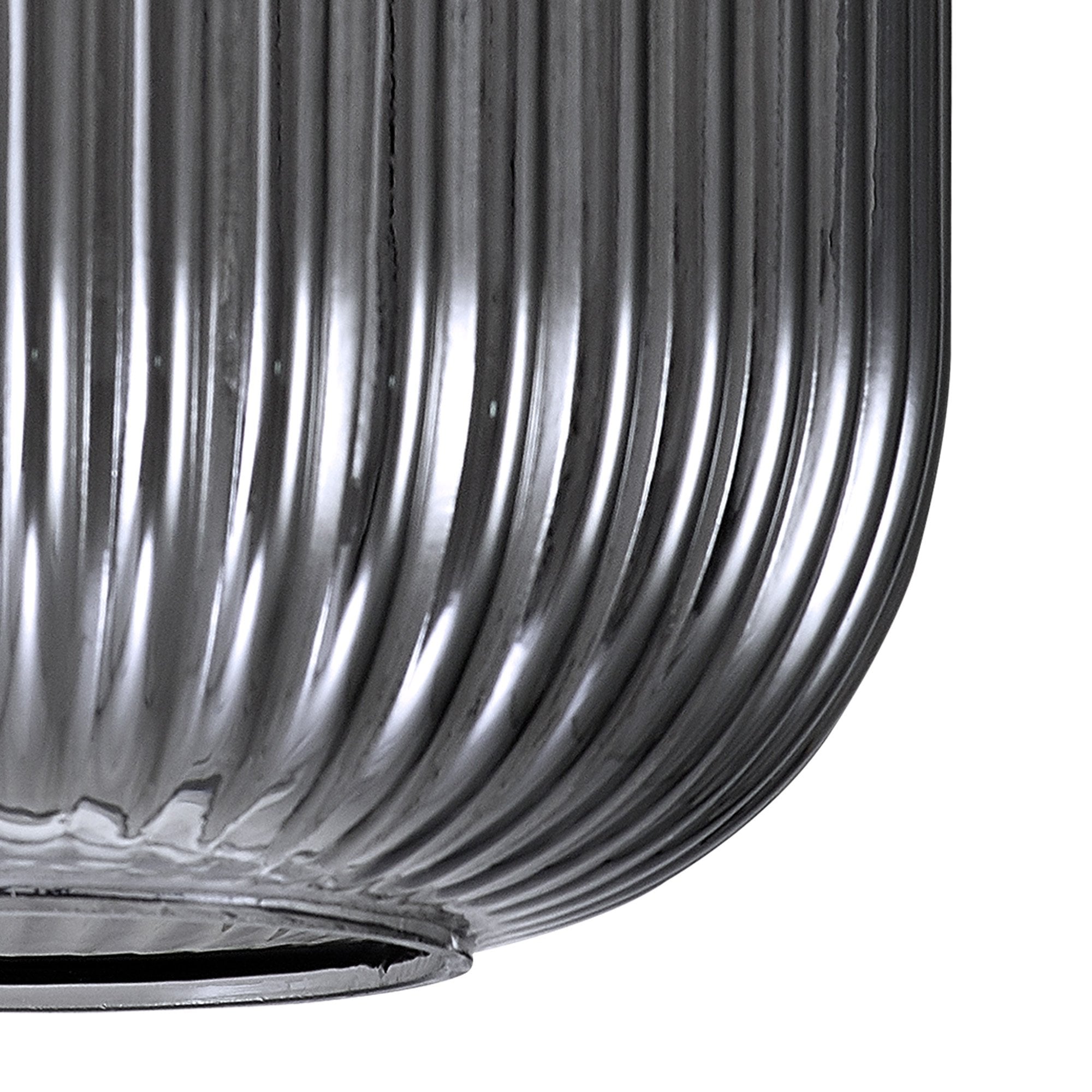 Fabula Springfield 20cm Pumpkin Shaped Ribbed Shade - Smoked Glass - Shade Only