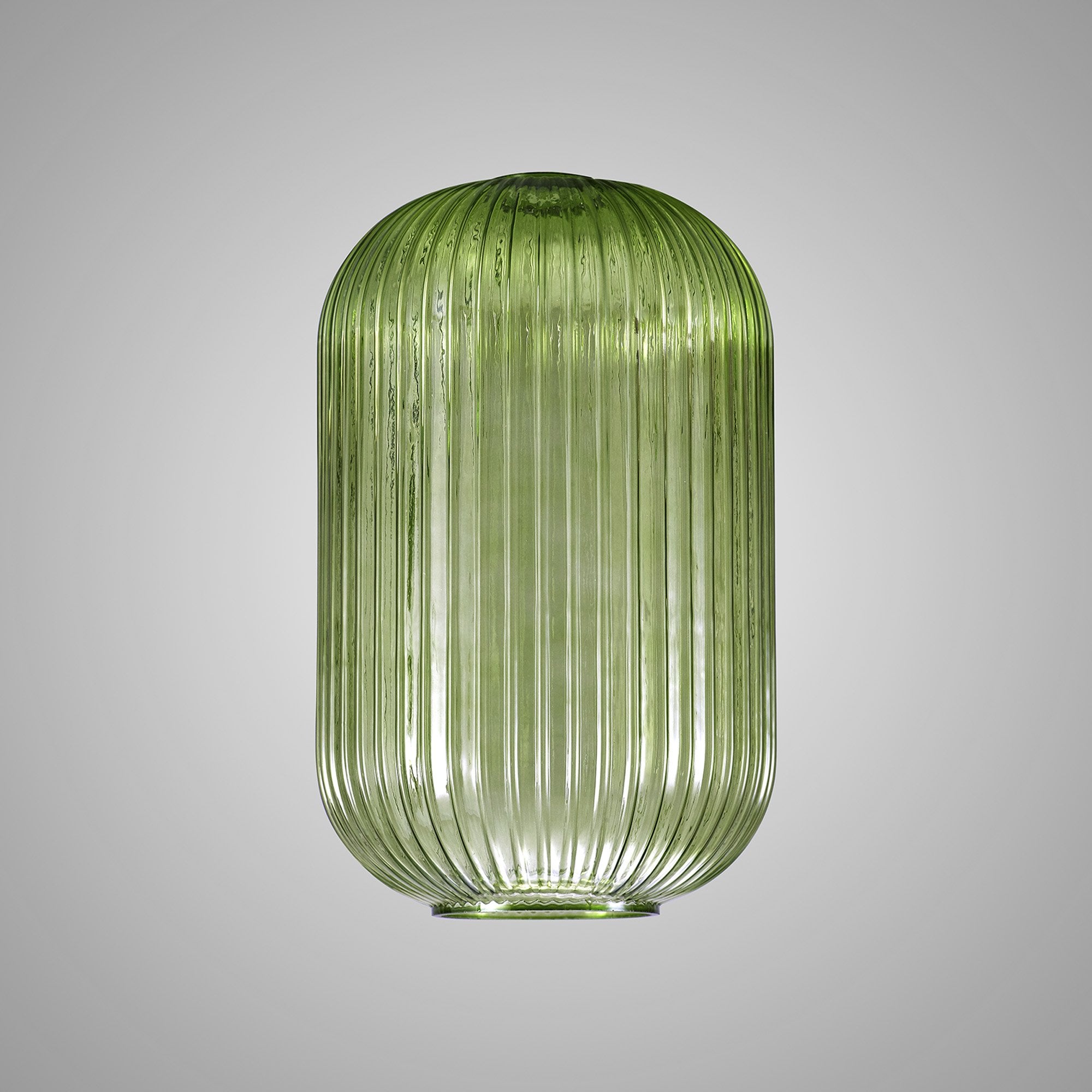 Fabula Springfield 20cm Tubular Ribbed Shade - Green Glass - Shade Only
