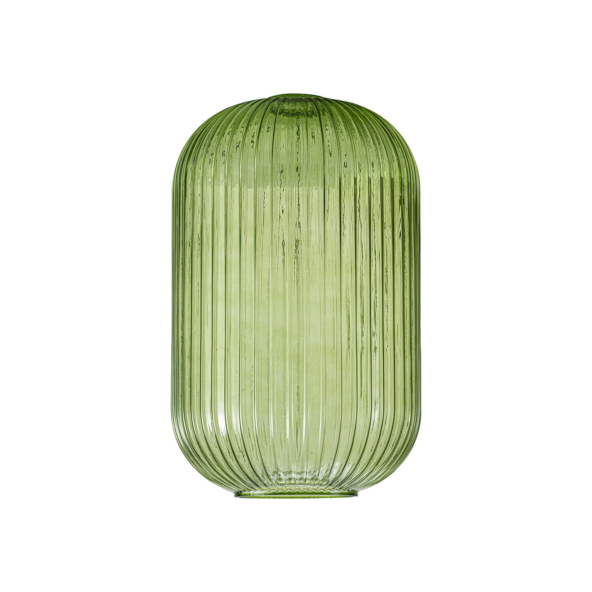 Fabula Springfield 20cm Tubular Ribbed Shade - Green Glass - Shade Only