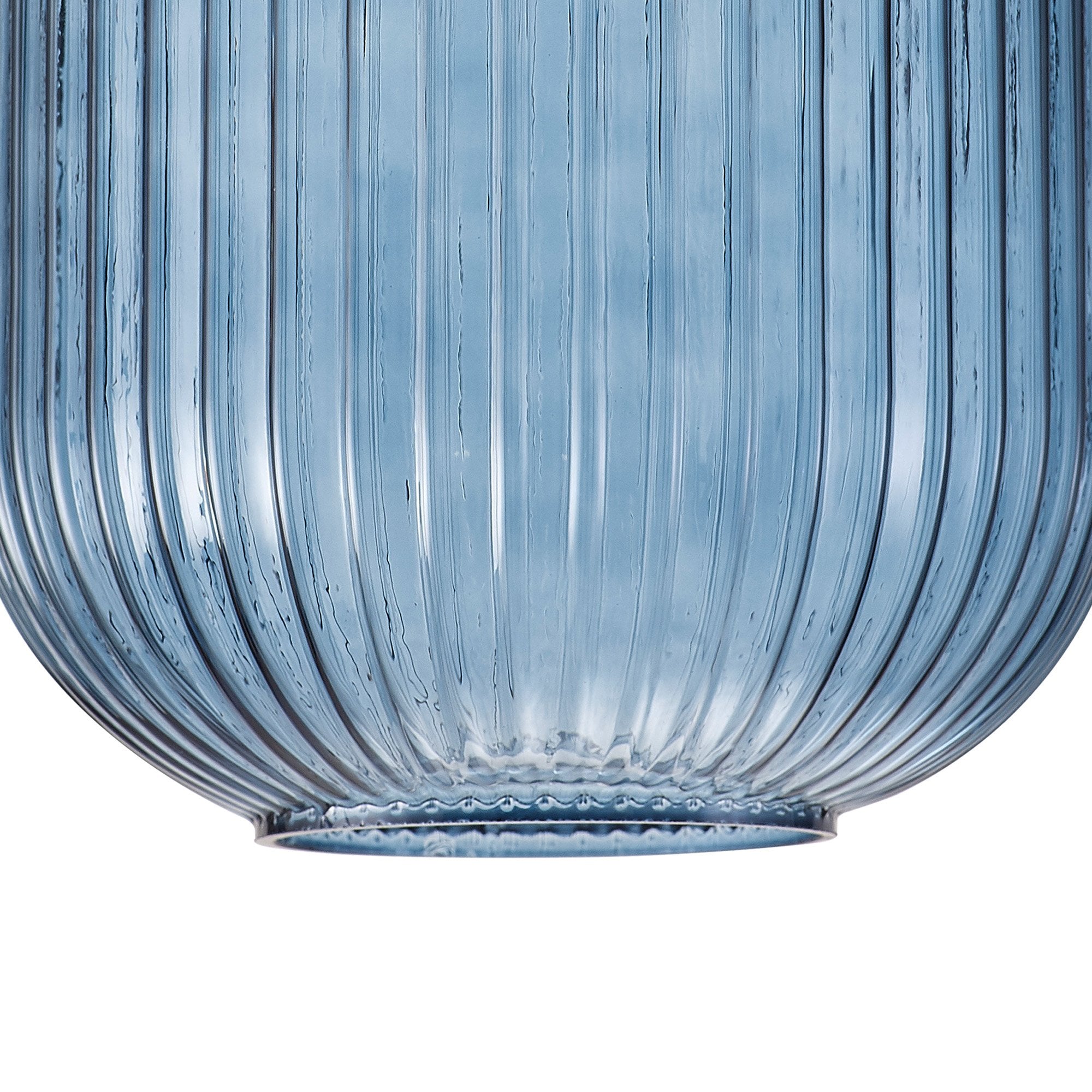 Fabula Springfield 20cm Tubular Ribbed Shade - Petrol Blue Glass - Shade Only