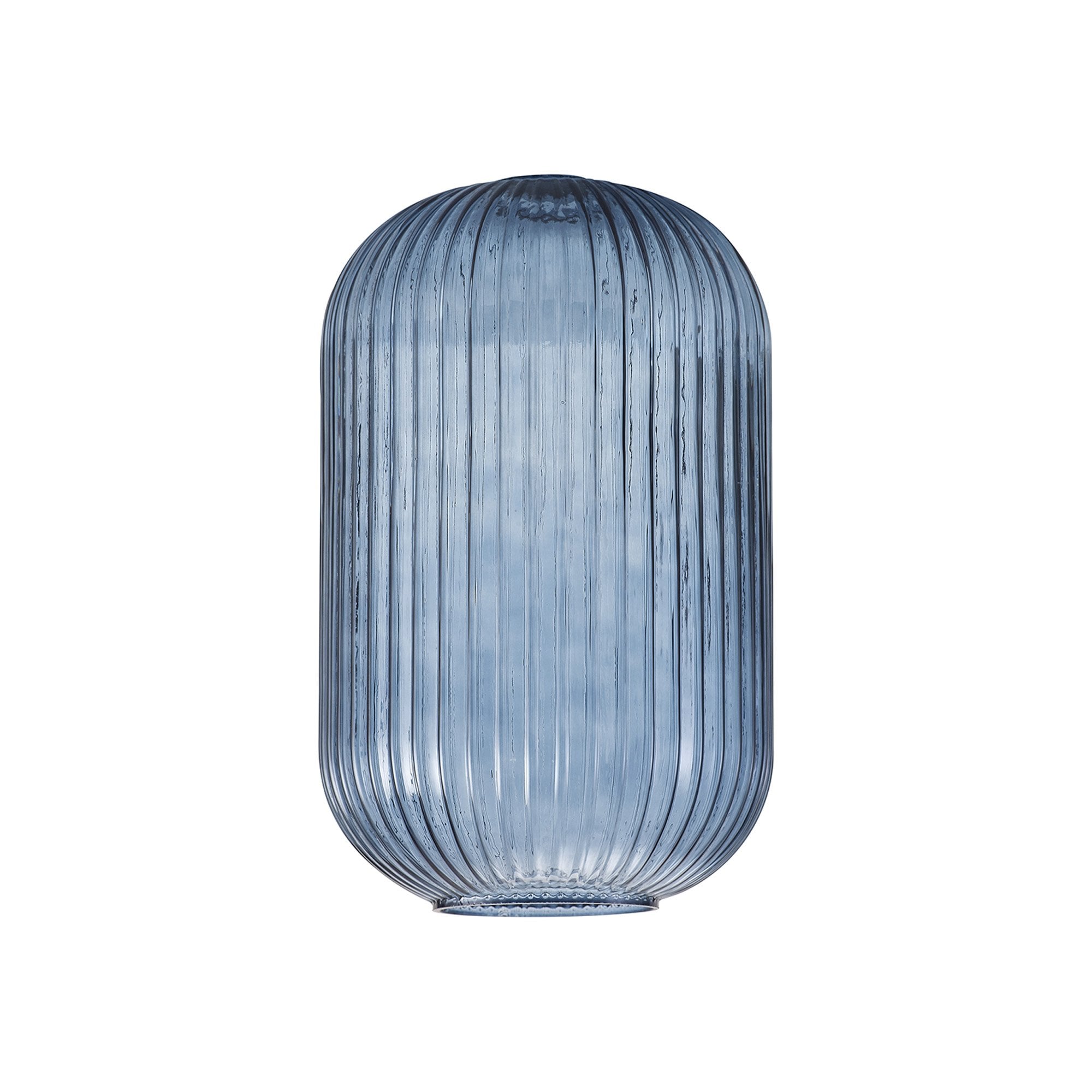 Fabula Springfield 20cm Tubular Ribbed Shade - Petrol Blue Glass - Shade Only