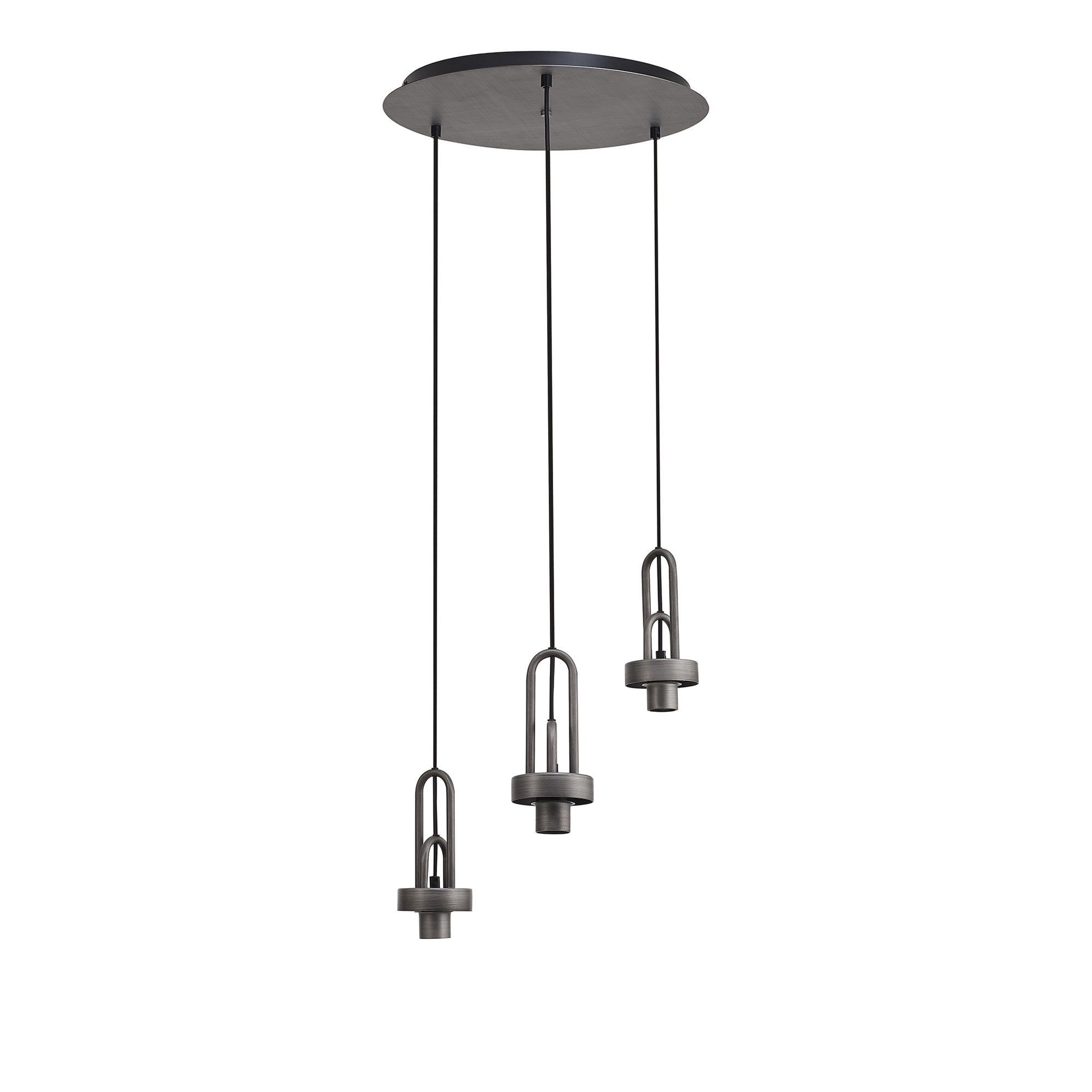 Fabula Springfield 3 Light Round Suspension Kit - Aged Pewter - Frame Only