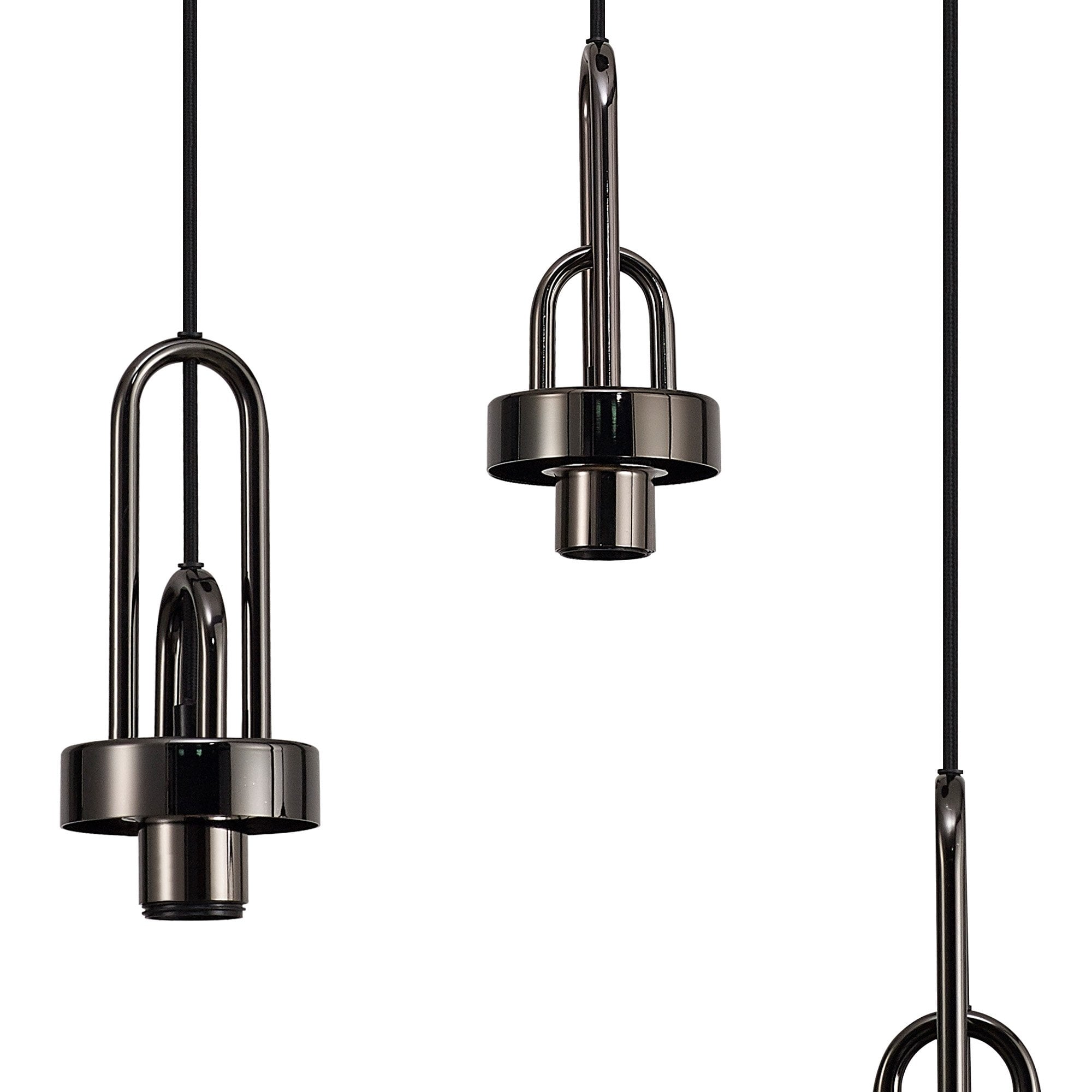 Fabula Springfield 3 Light Round Suspension Kit - Black Chrome - Frame Only