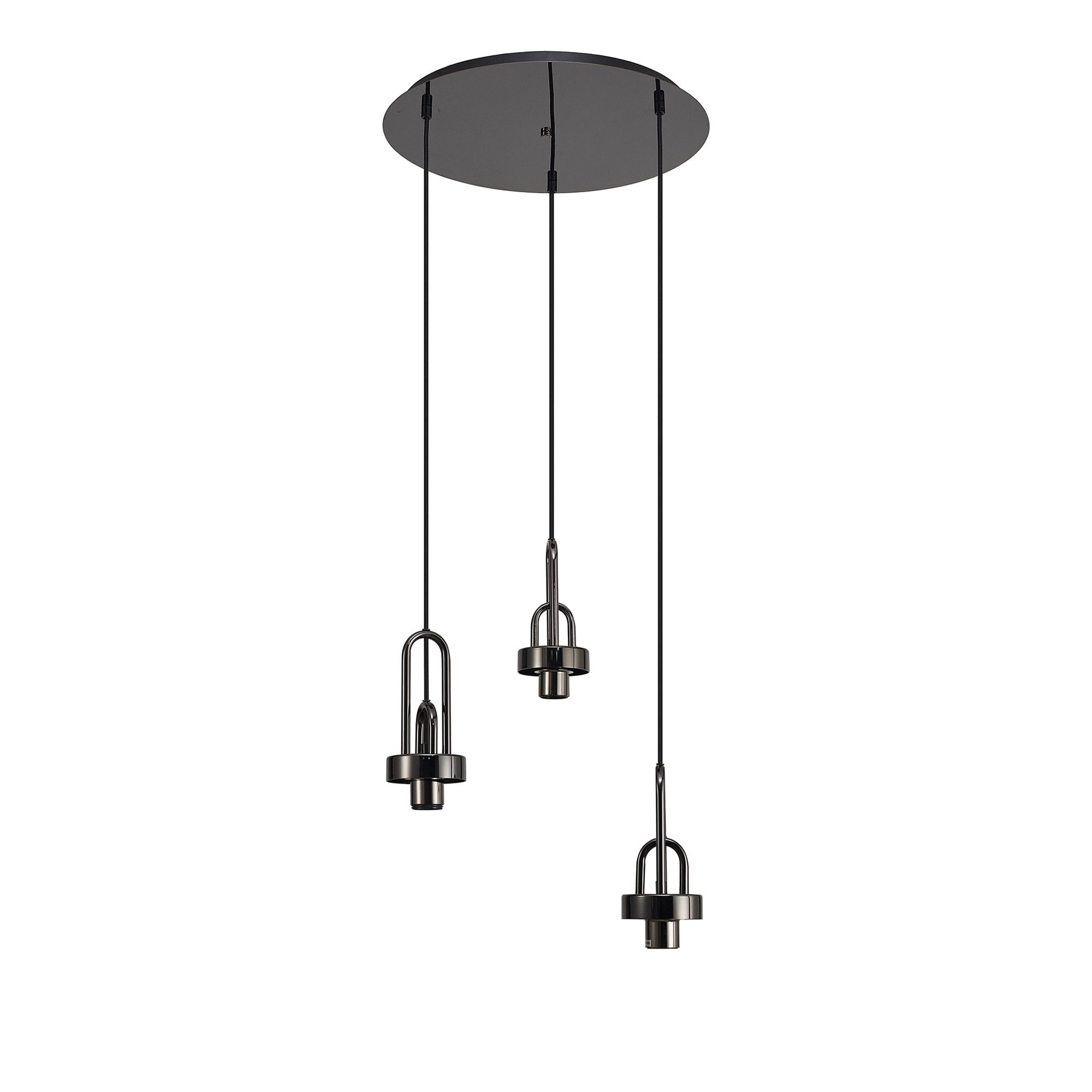 Fabula Springfield 3 Light Round Suspension Kit - Black Chrome - Frame Only