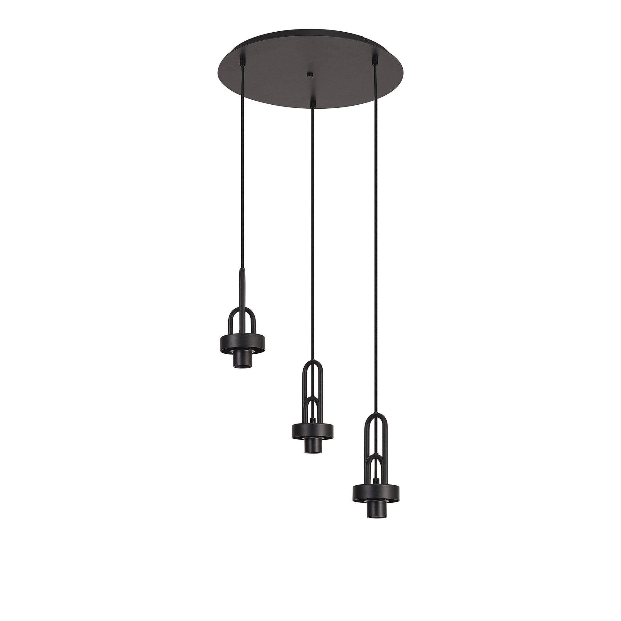 Fabula Springfield 3 Light Round Suspension Kit - Matt Black - Frame Only