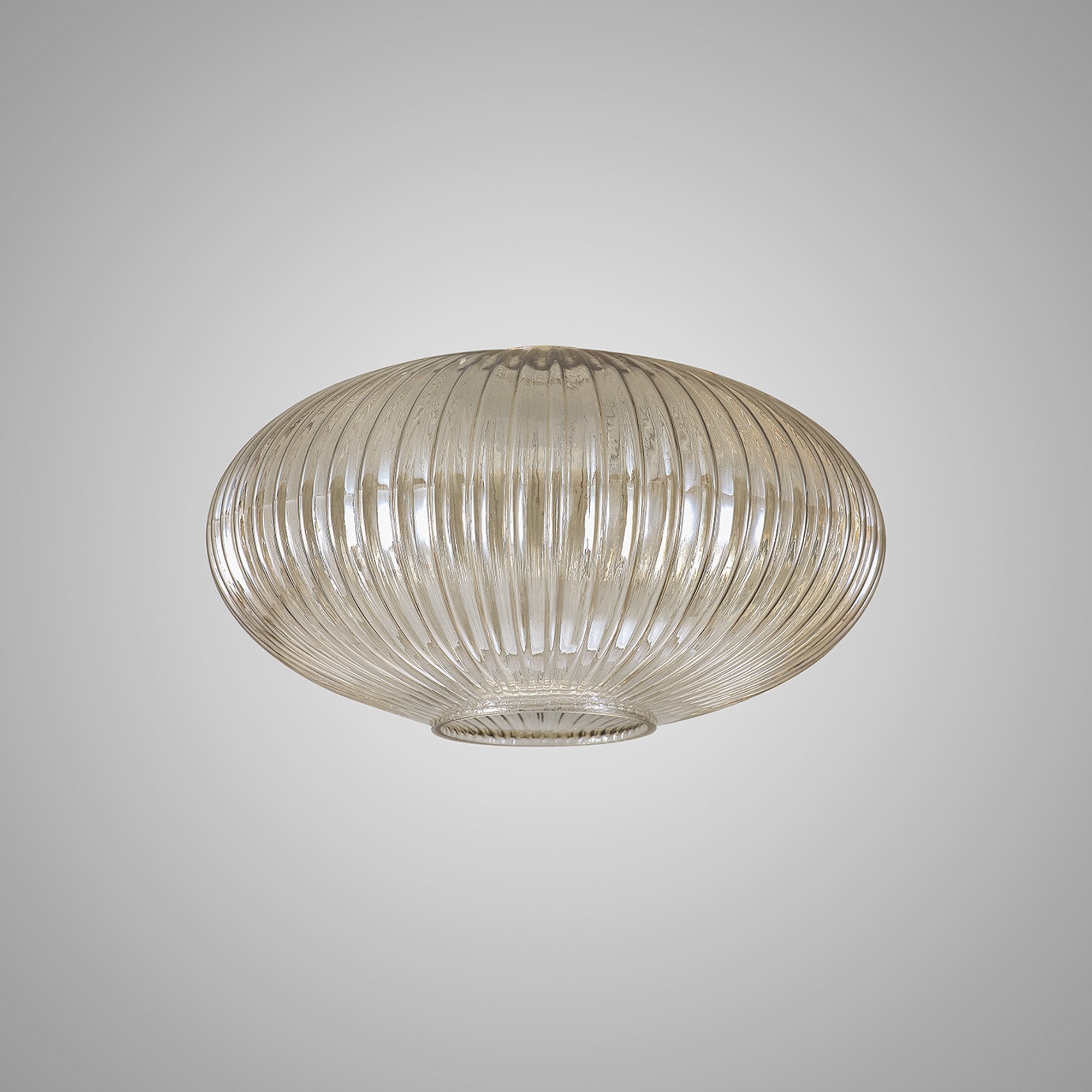 Fabula Springfield 30cm Oval Sphere Ribbed Shade - Champagne Glass - Shade Only