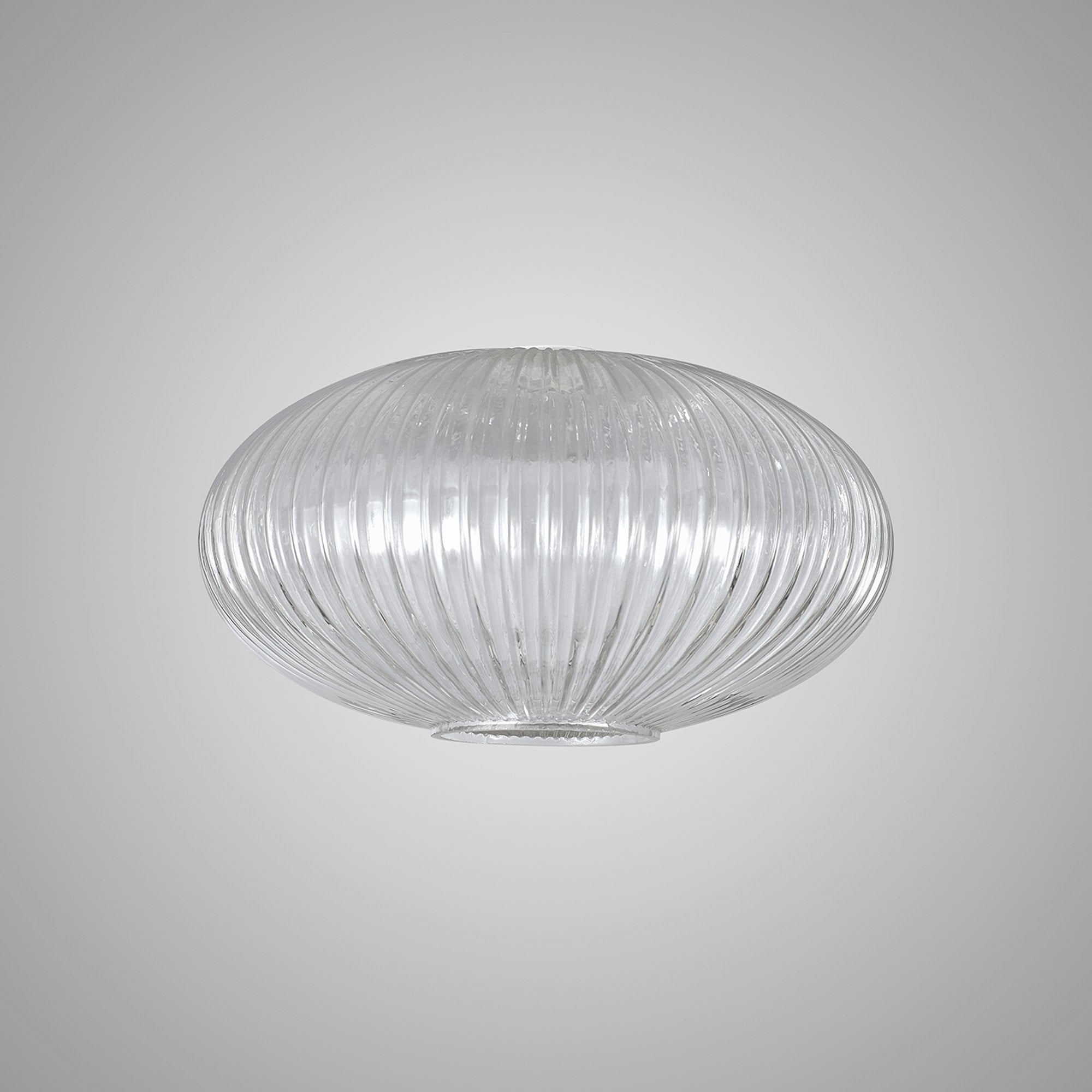Fabula Springfield 30cm Oval Sphere Ribbed Shade - Clear Glass - Shade Only