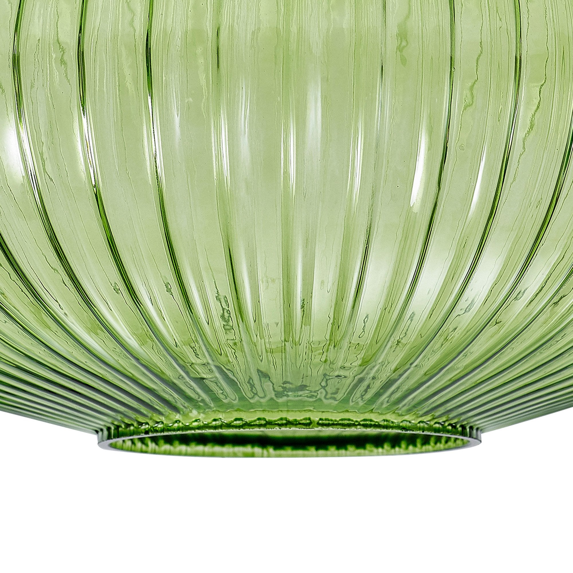 Fabula Springfield 30cm Oval Sphere Ribbed Shade - Green Glass - Shade Only