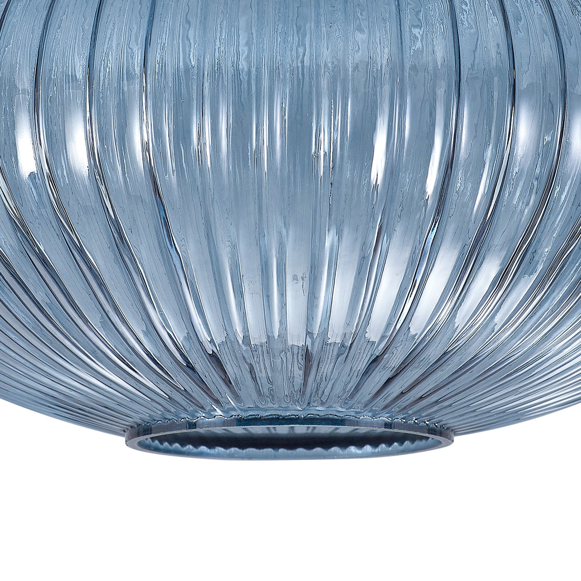 Fabula Springfield 30cm Oval Sphere Ribbed Shade - Petrol Blue Glass - Shade Only
