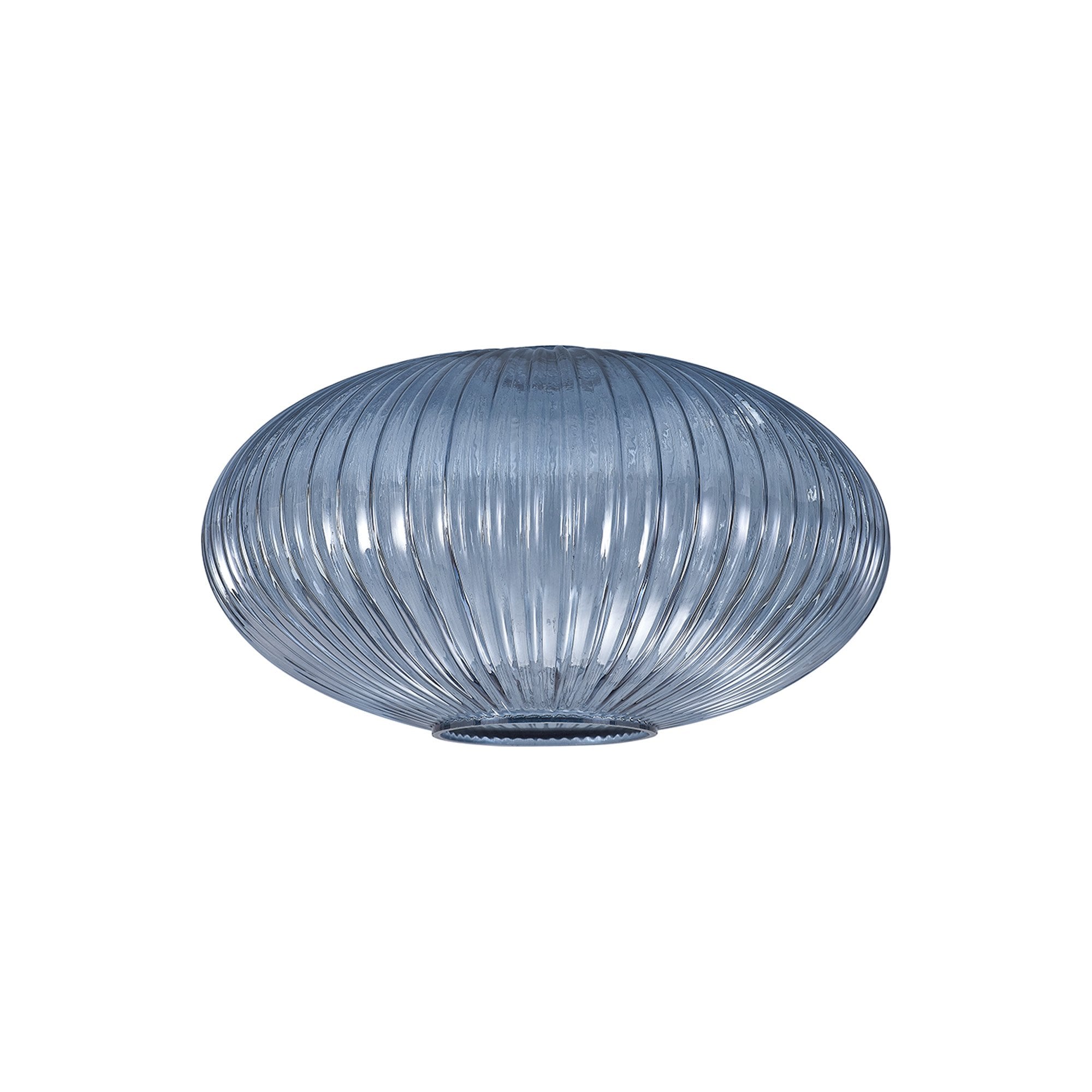 Fabula Springfield 30cm Oval Sphere Ribbed Shade - Petrol Blue Glass - Shade Only