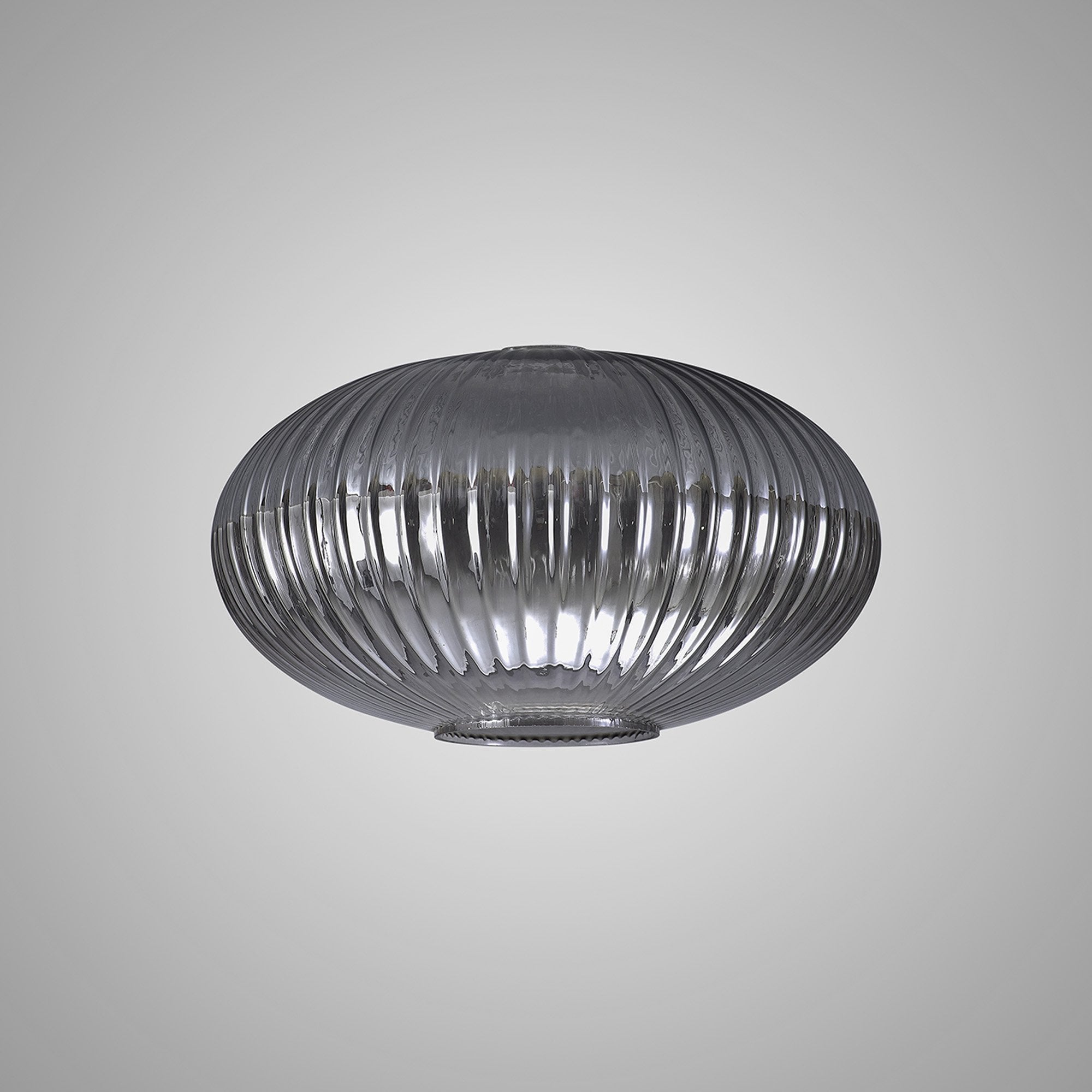 Fabula Springfield 30cm Oval Sphere Ribbed Shade - Smoked Glass - Shade Only