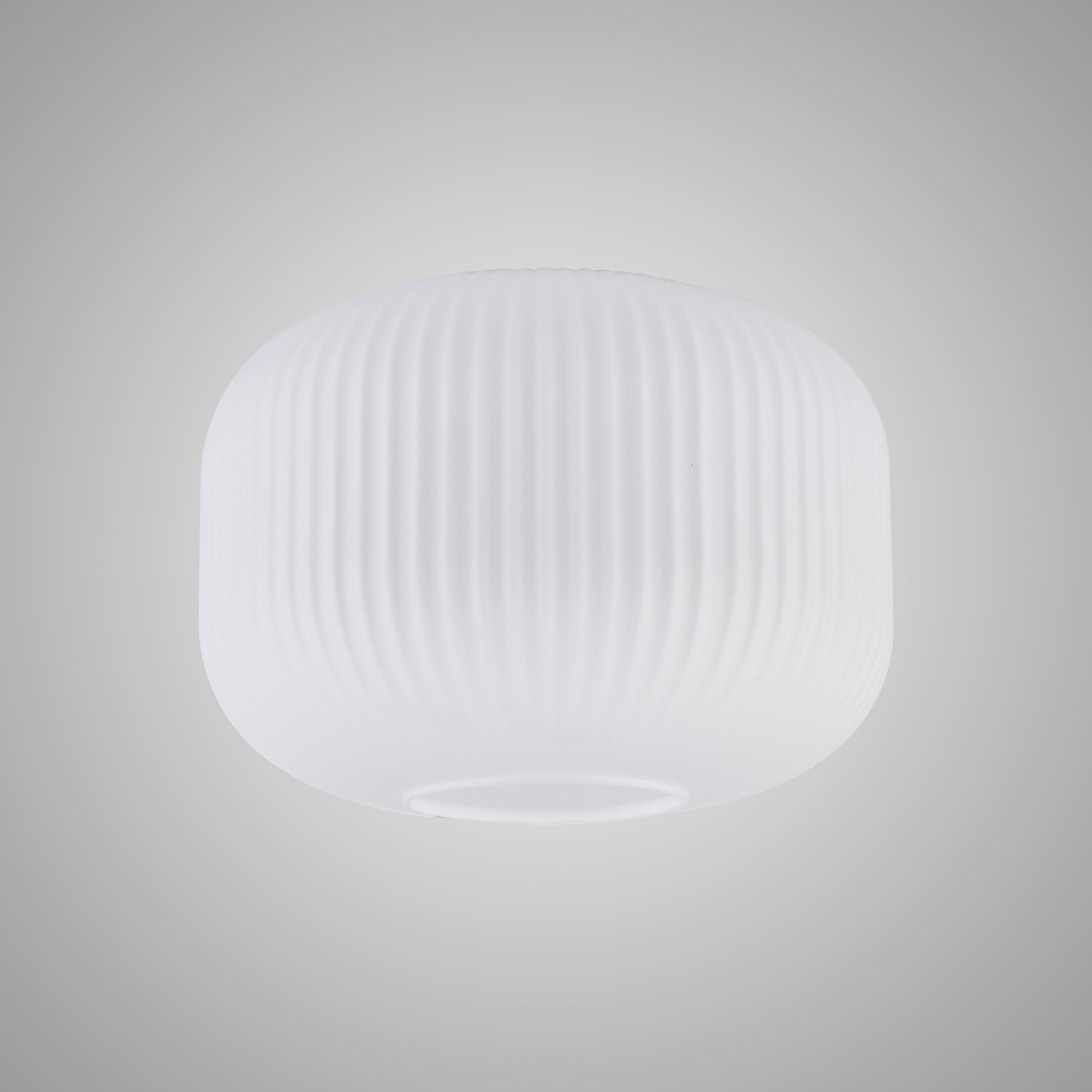 Fabula Springfield 30cm Pumpkin Shaped Ribbed Shade - Opal Glass - Shade Only