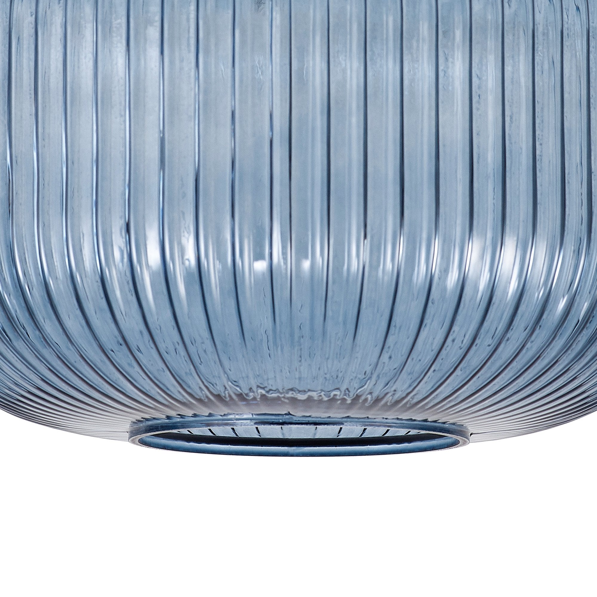 Fabula Springfield 30cm Pumpkin Shaped Ribbed Shade - Petrol Blue Glass - Shade Only