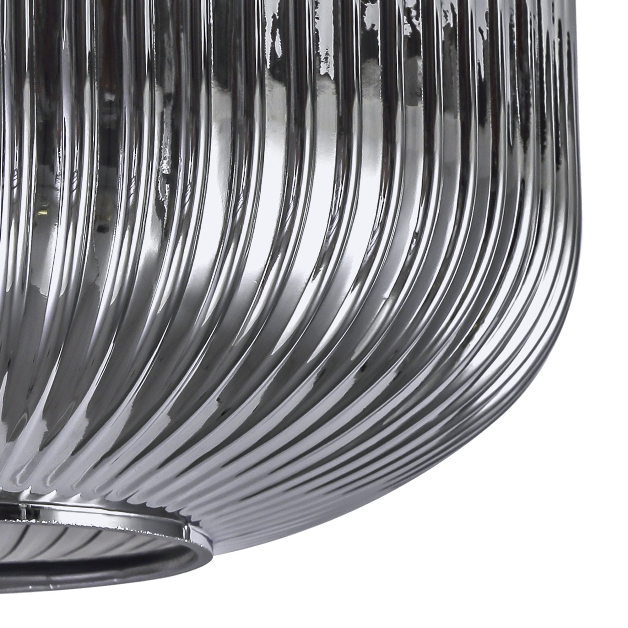 Fabula Springfield 30cm Pumpkin Shaped Ribbed Shade - Smoked Glass - Shade Only