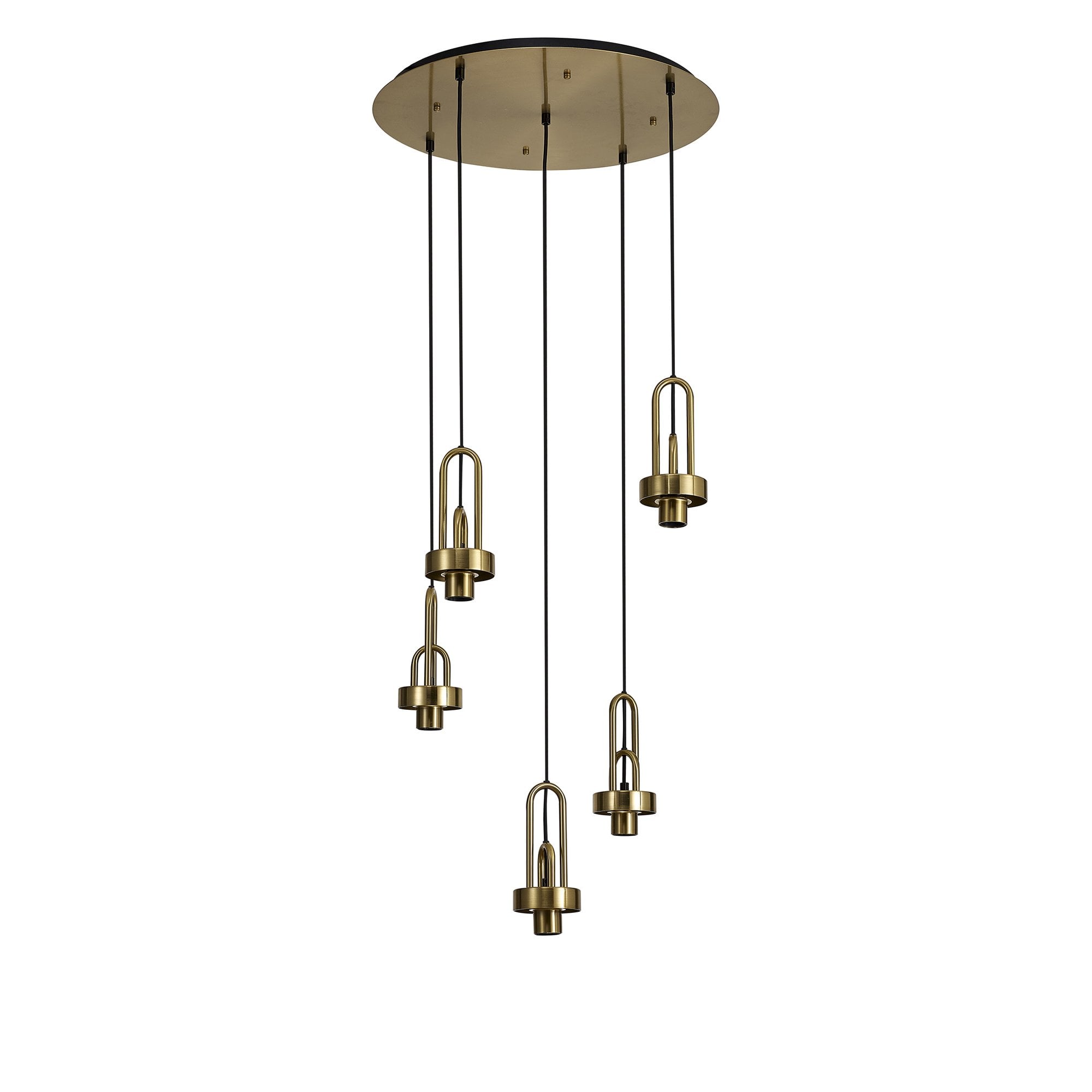 Fabula Springfield 5 Light Round Suspension Kit - Brass Gold - Frame Only
