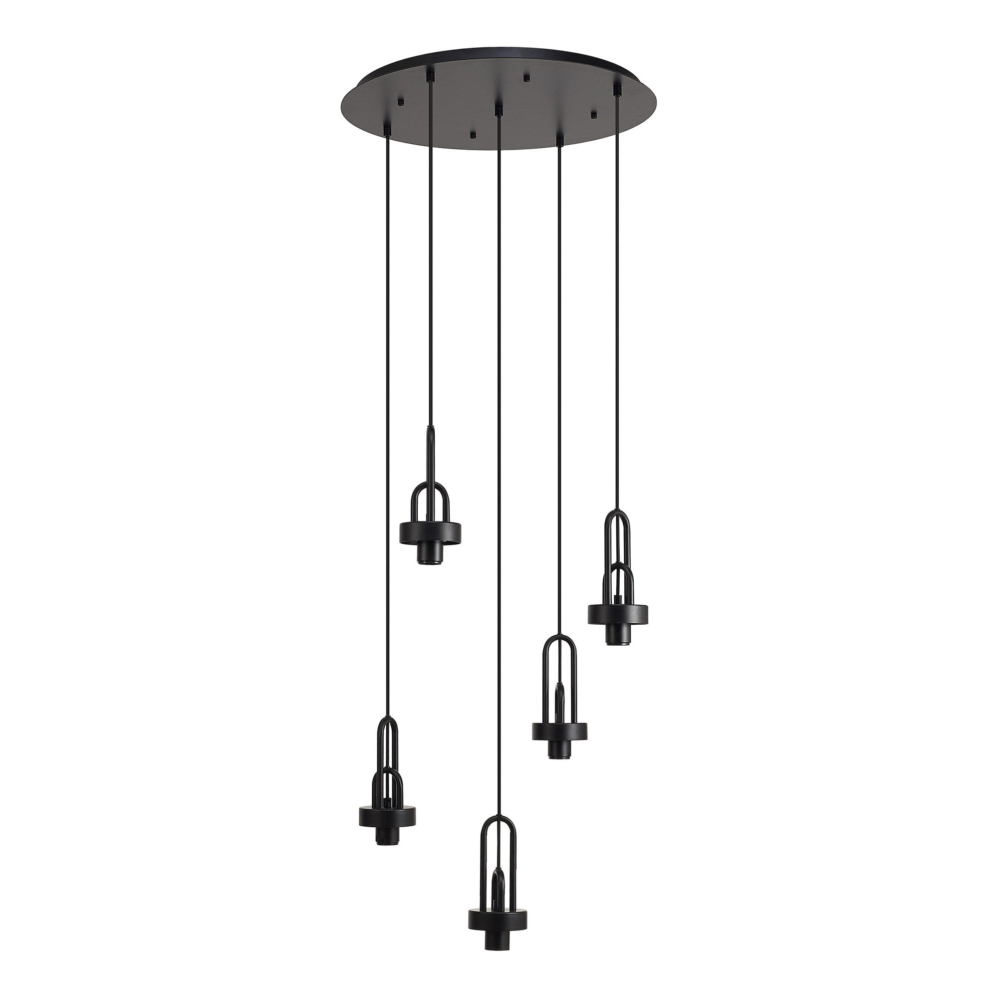 Fabula Springfield 5 Light Round Suspension Kit - Matt Black - Frame Only