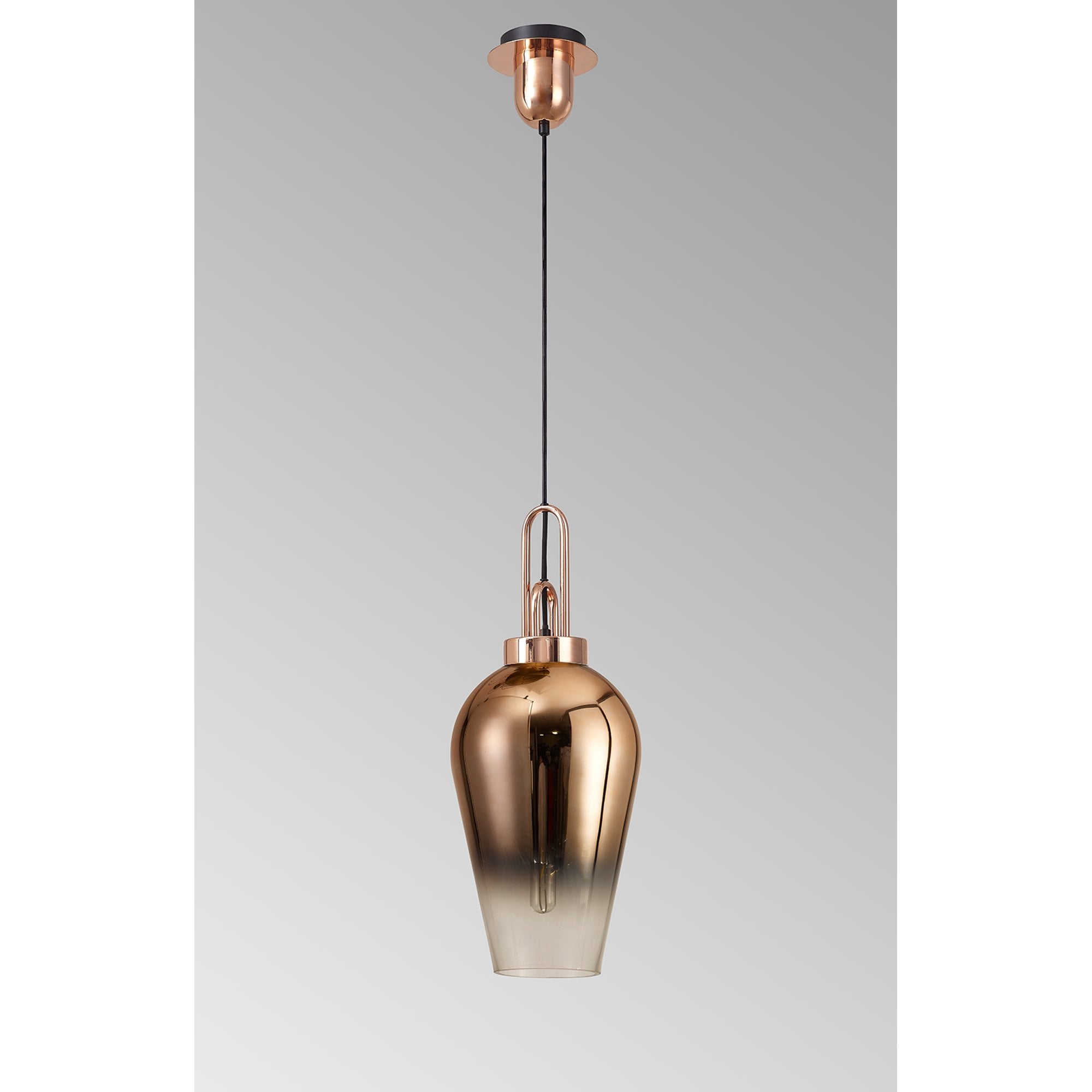 Fabula Springfield Single Pendant - 23cm Pear Glass Shade - Copper & Copper Fade Glass