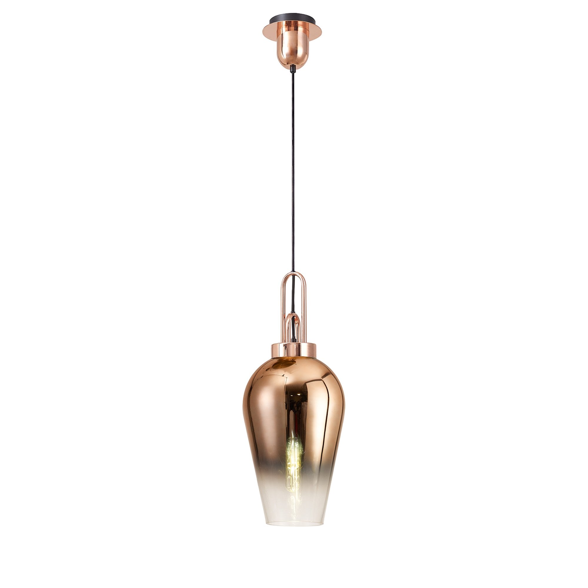 Fabula Springfield Single Pendant - 23cm Pear Glass Shade - Copper & Copper Fade Glass