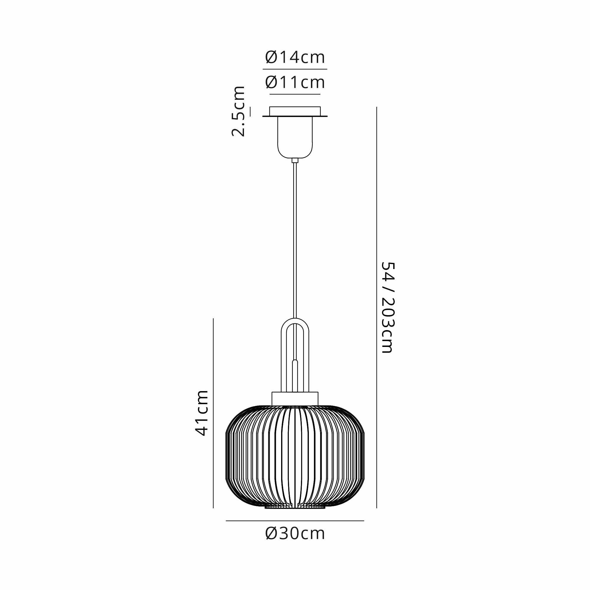 Fabula Springfield Single Pendant - 30cm Pumpkin Ribbed Glass Shade - Brass Gold & Green Glass