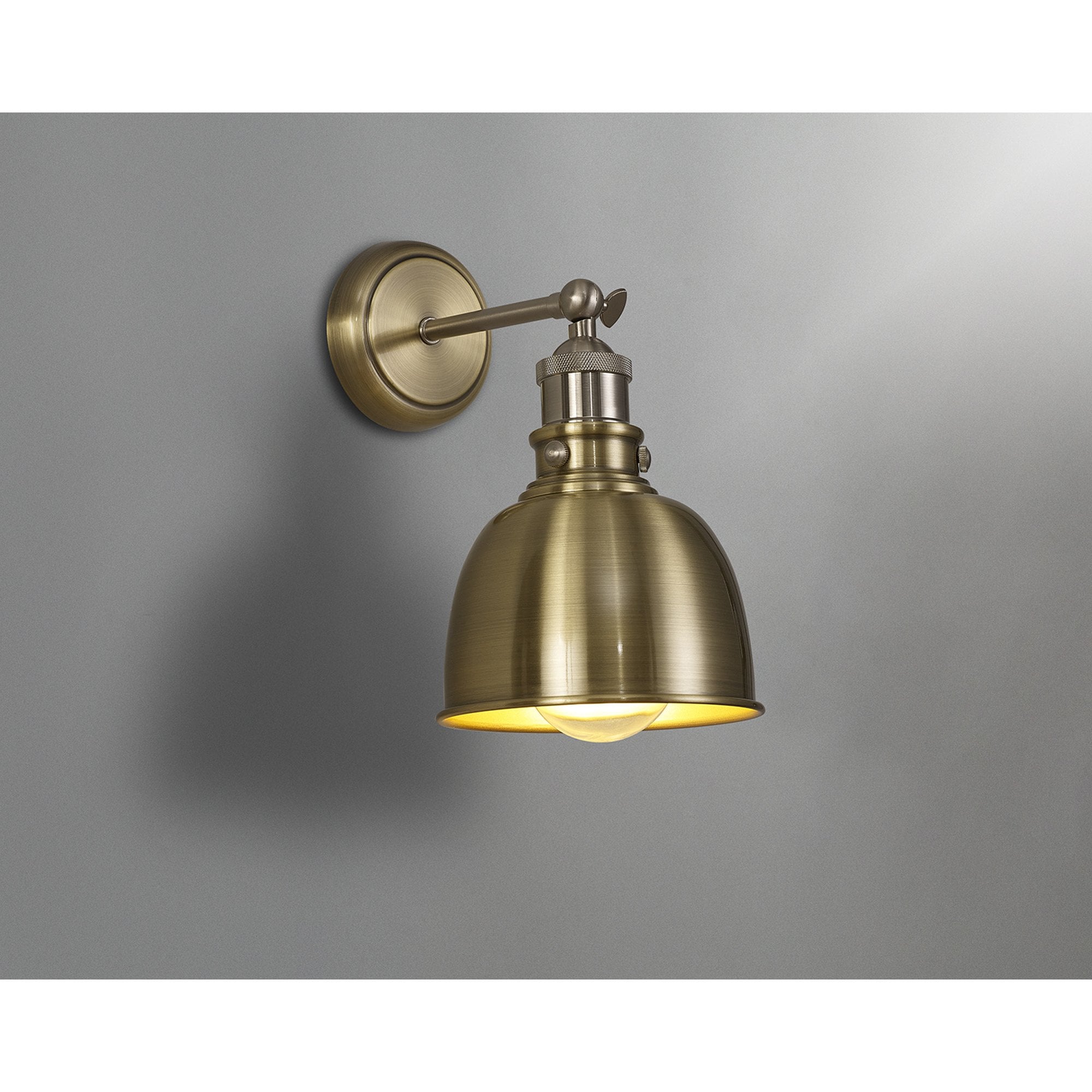 Fabula Sunnyside Adjustable Wall Lamp - Satin Nickel & Antique Brass
