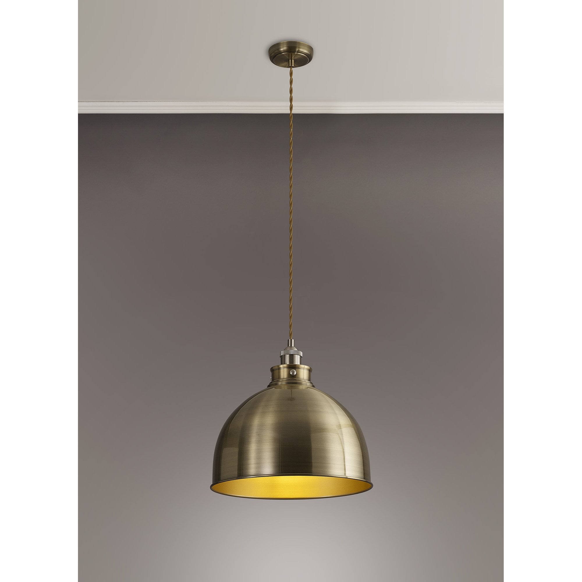 Fabula Sunnyside Large Pendant - Satin Nickel & Antique Brass