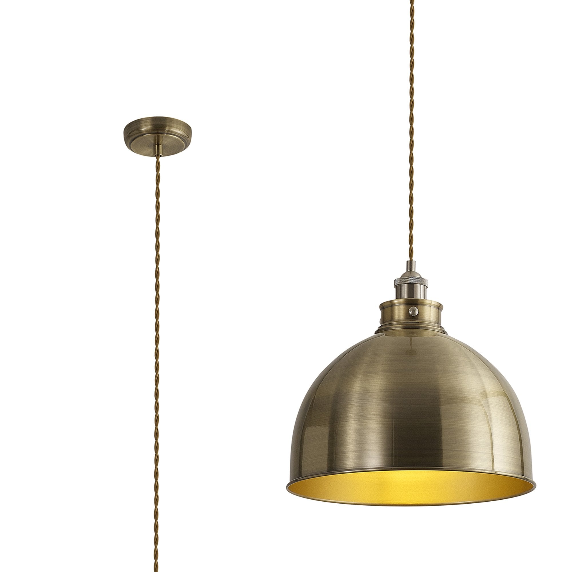 Fabula Sunnyside Large Pendant - Satin Nickel & Antique Brass
