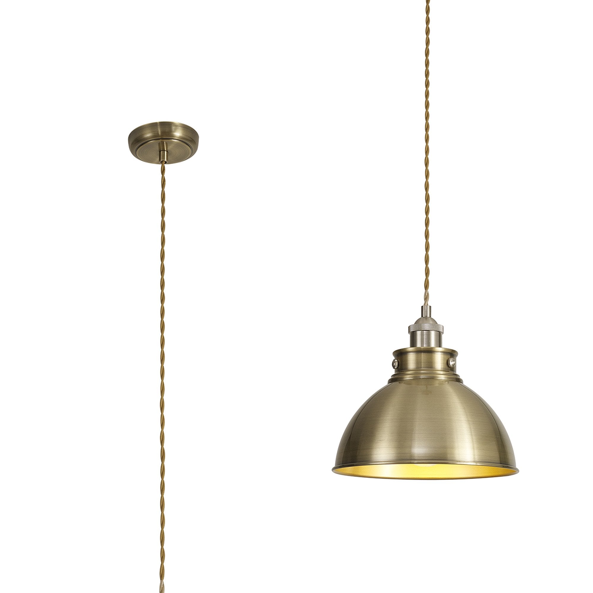 Fabula Sunnyside Medium Pendant - Satin Nickel & Antique Brass
