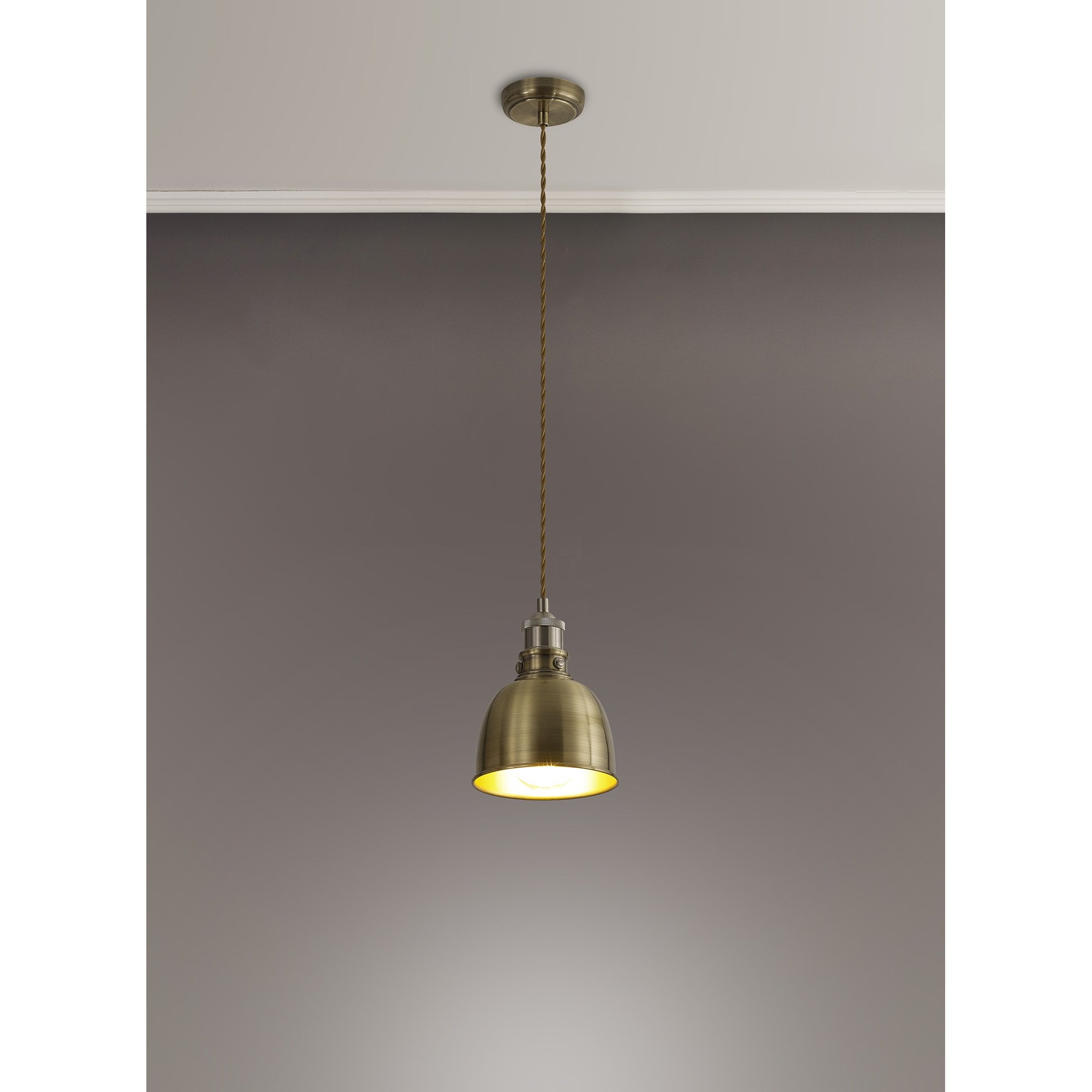 Fabula Sunnyside Small Pendant - Satin Nickel & Antique Brass