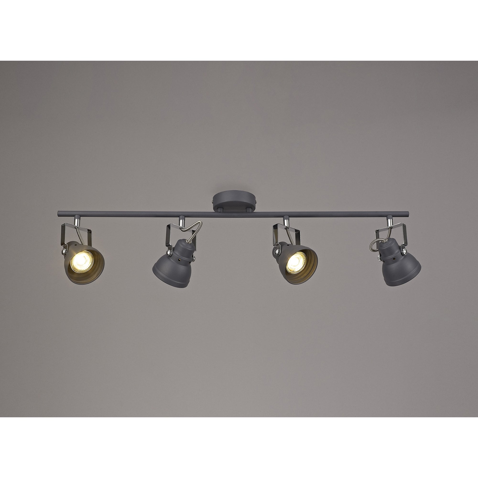 Fabula Thistle 4 Light Adjustable Linear Bar Spotlight - Matt Grey & Polished Chrome