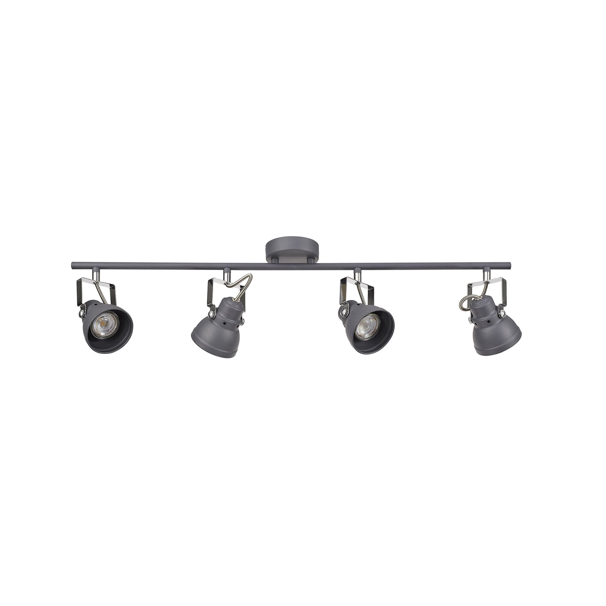 Fabula Thistle 4 Light Adjustable Linear Bar Spotlight - Matt Grey & Polished Chrome