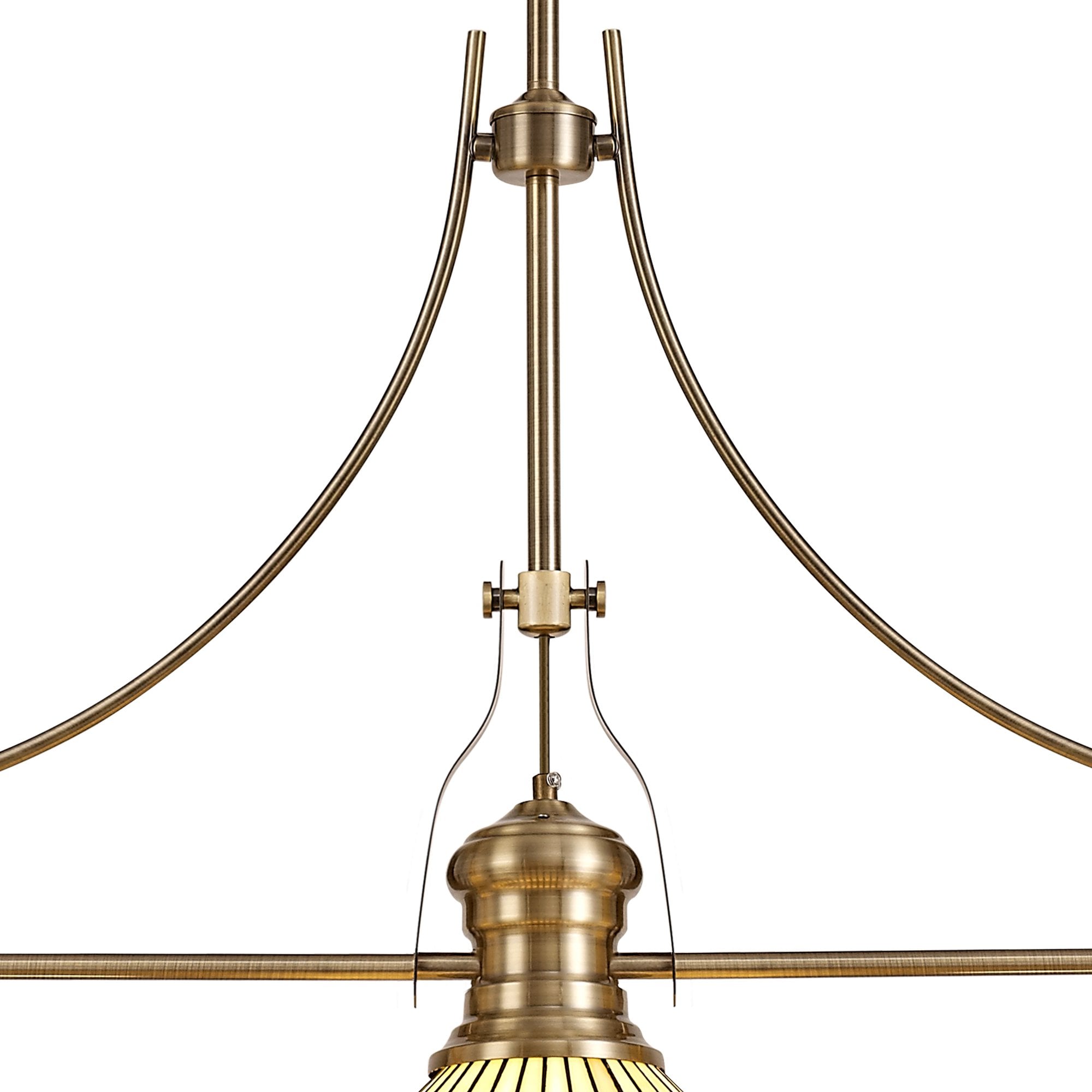 Fabula Westall 3 Light Linear Pendant - 30cm Tiffany Shade - Antique Brass, Amber & Cream