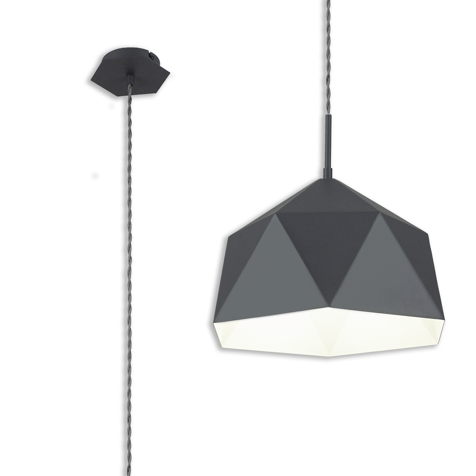 Fabula Winchester Single Pendant - Graphite & White Inner