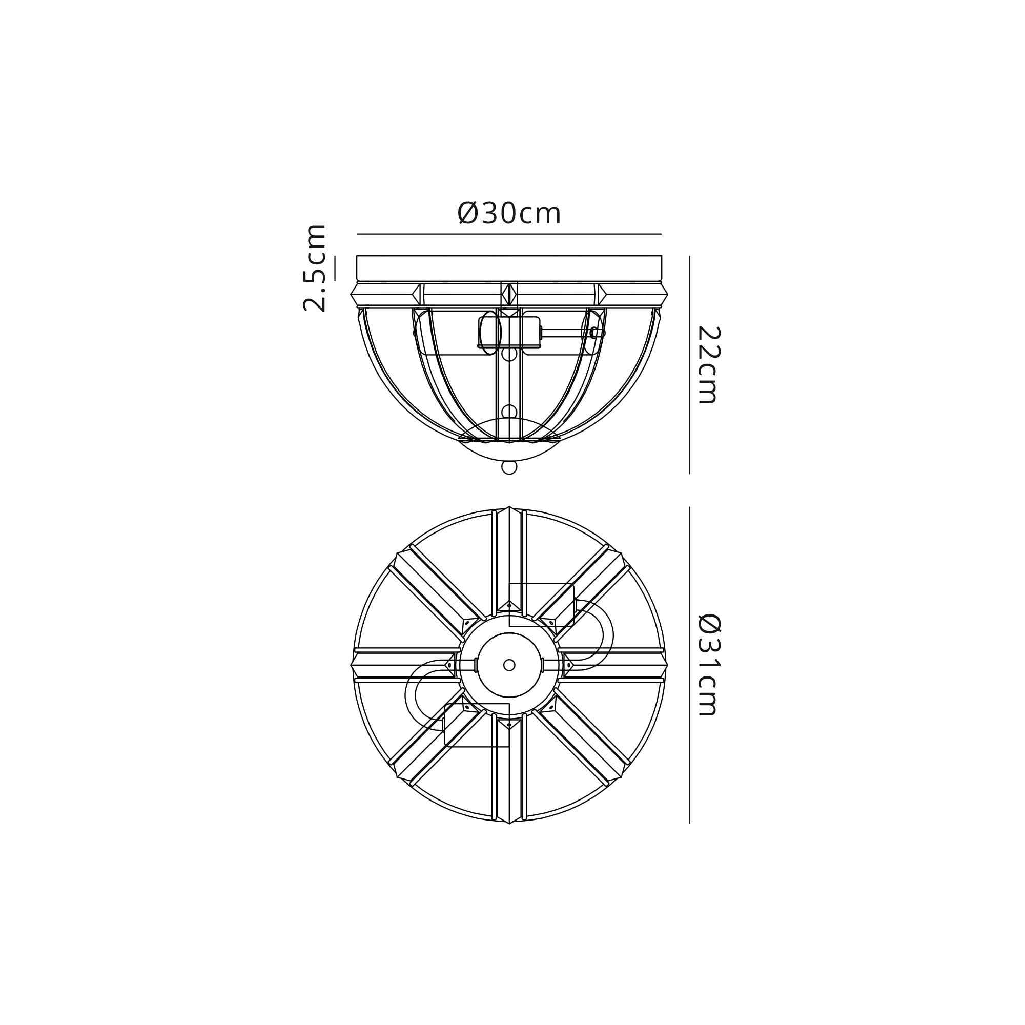 Fabula Woodford 2 Light Round Flush Light - Polished Nickel