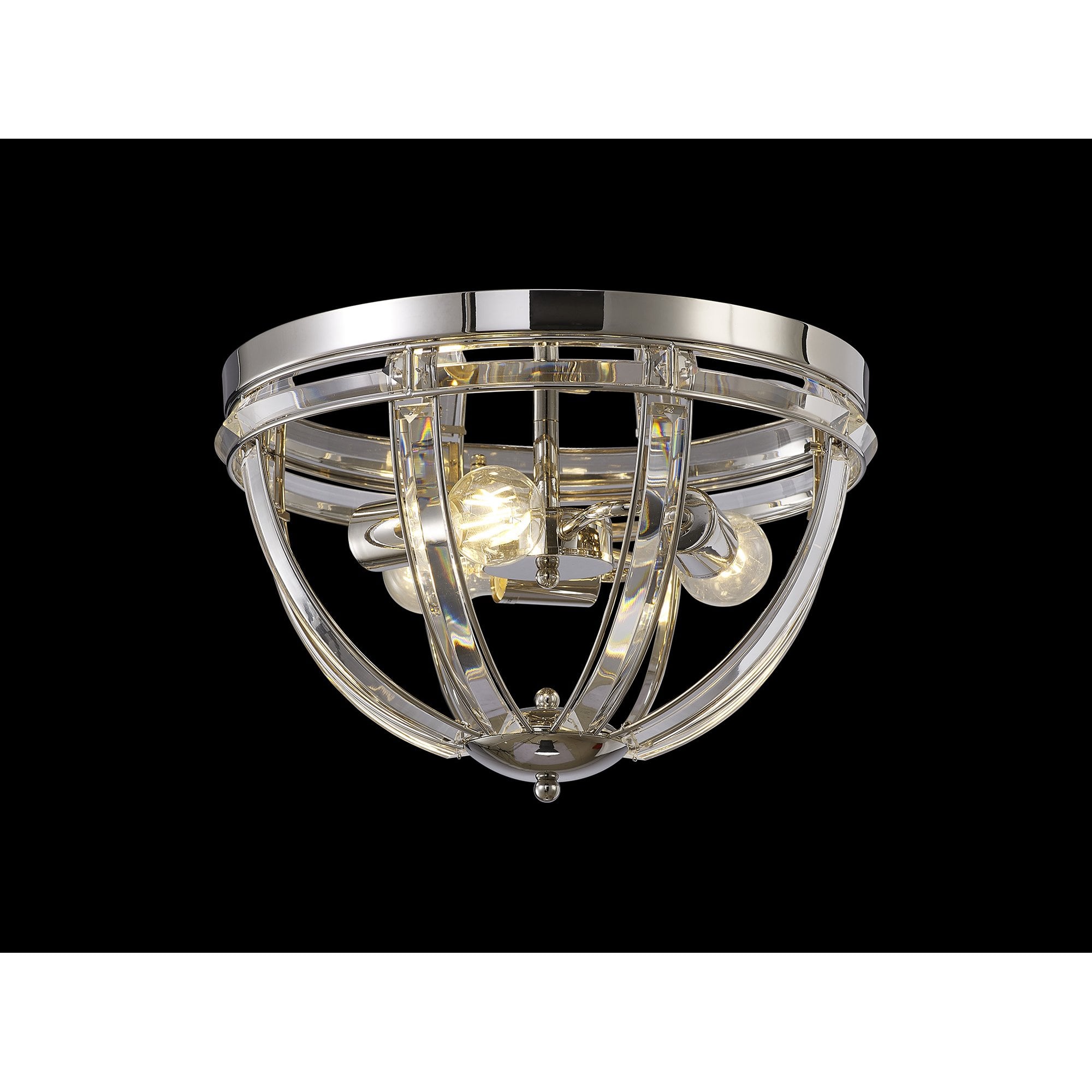 Fabula Woodford 3 Light Round Flush Light - Polished Nickel