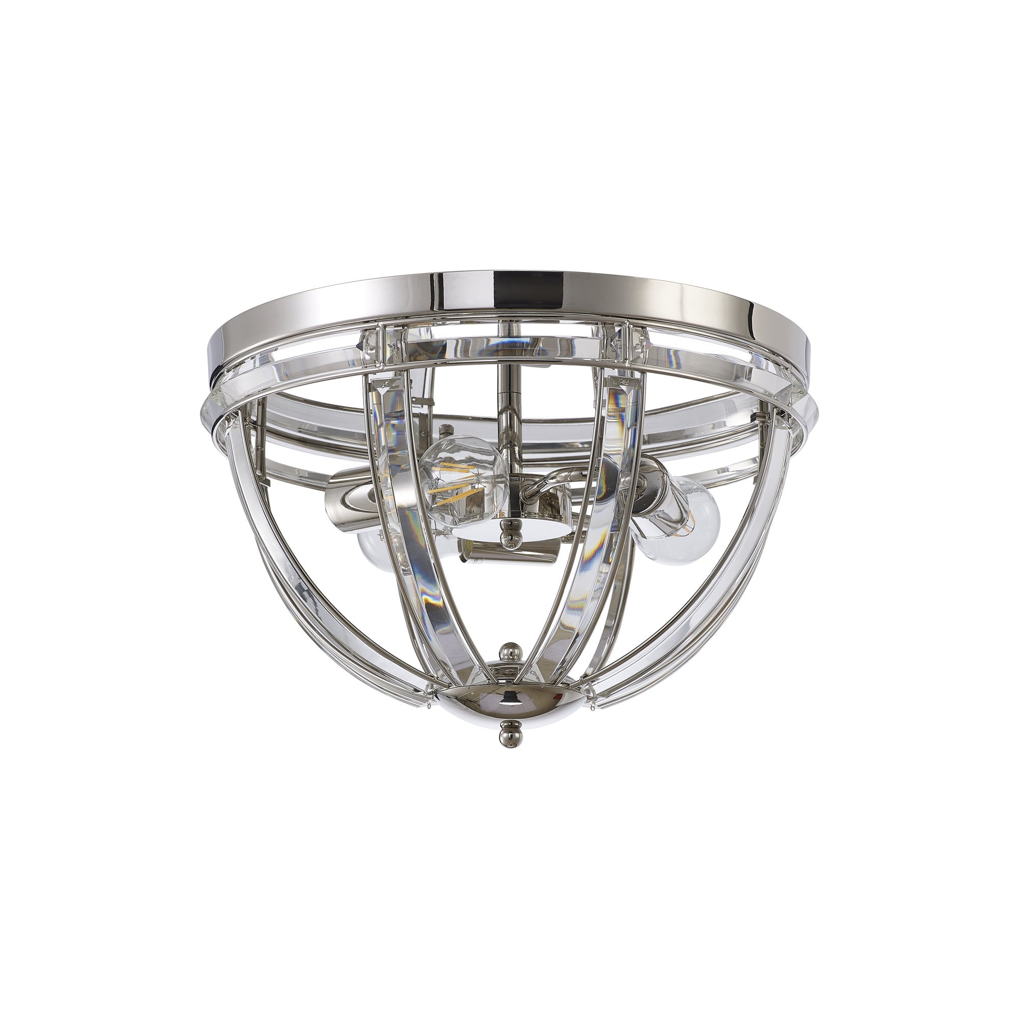 Fabula Woodford 3 Light Round Flush Light - Polished Nickel