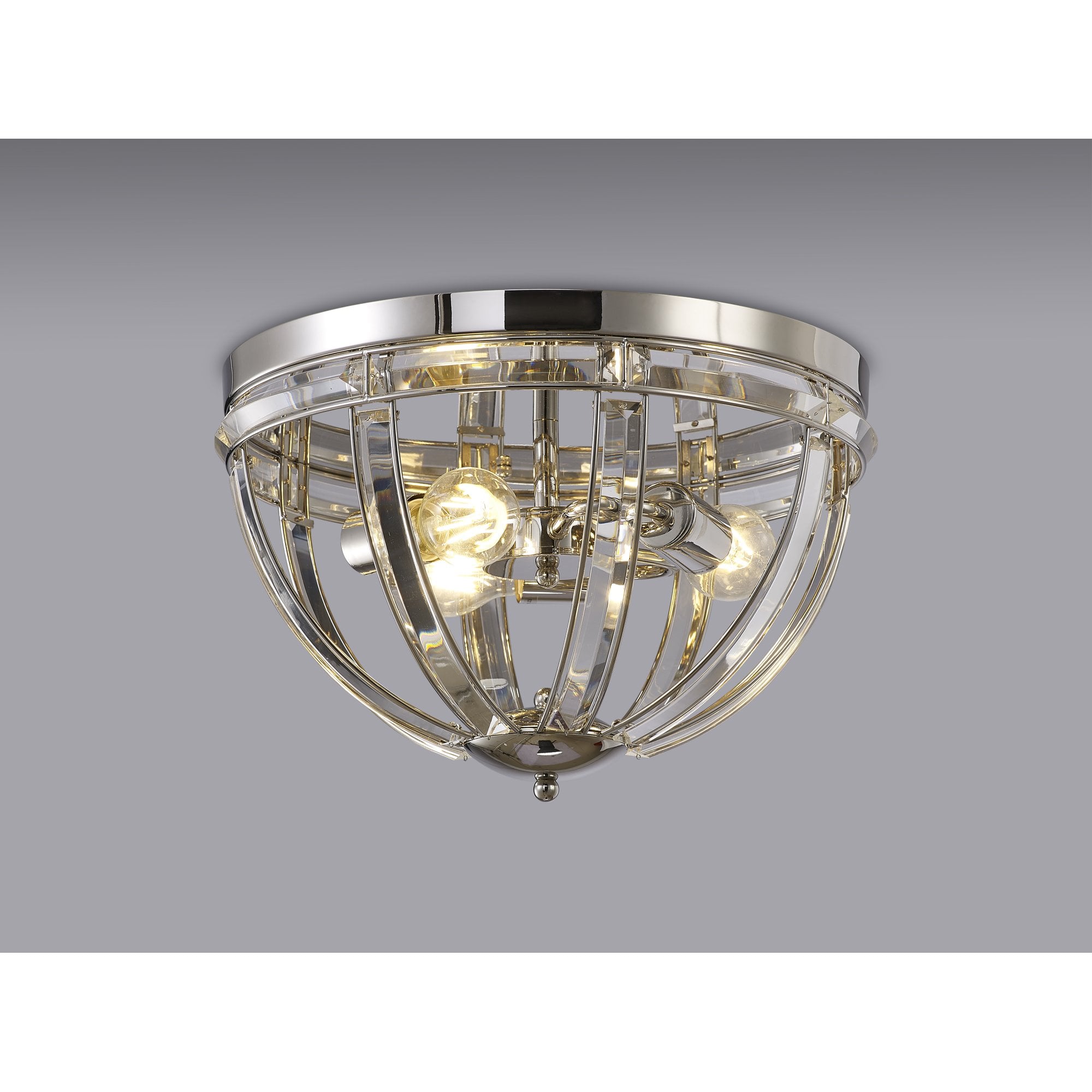 Fabula Woodford 3 Light Round Flush Light - Polished Nickel