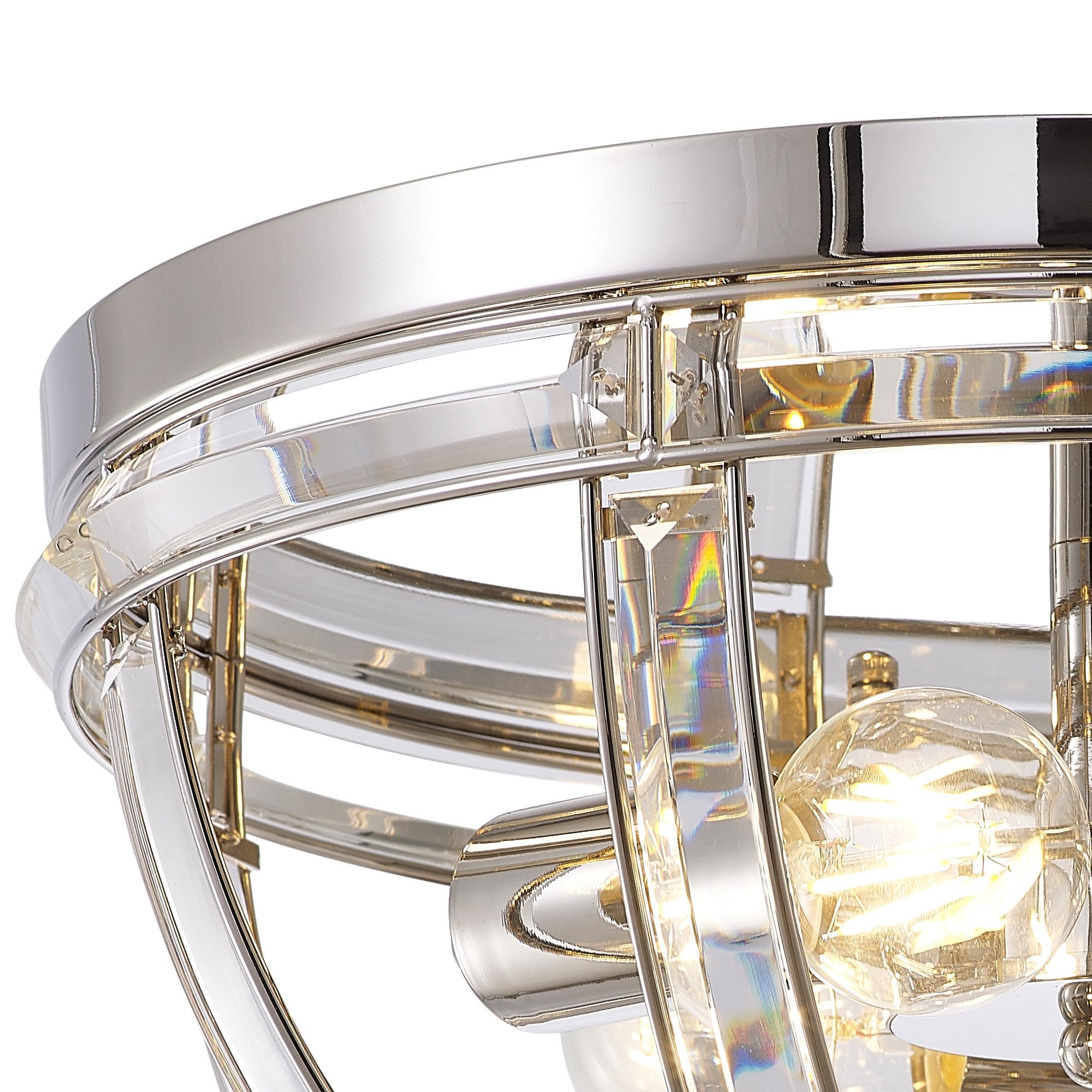 Fabula Woodford 3 Light Round Flush Light - Polished Nickel