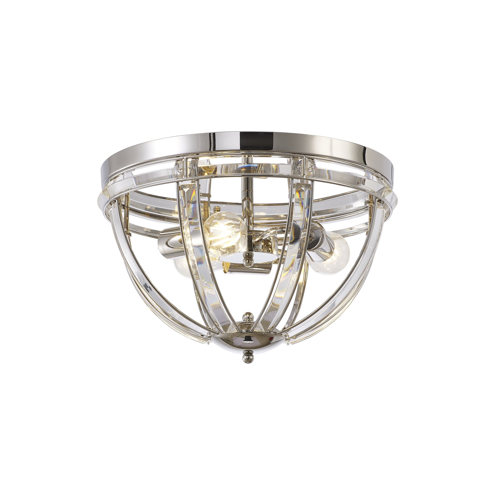 Fabula Woodford 3 Light Round Flush Light - Polished Nickel