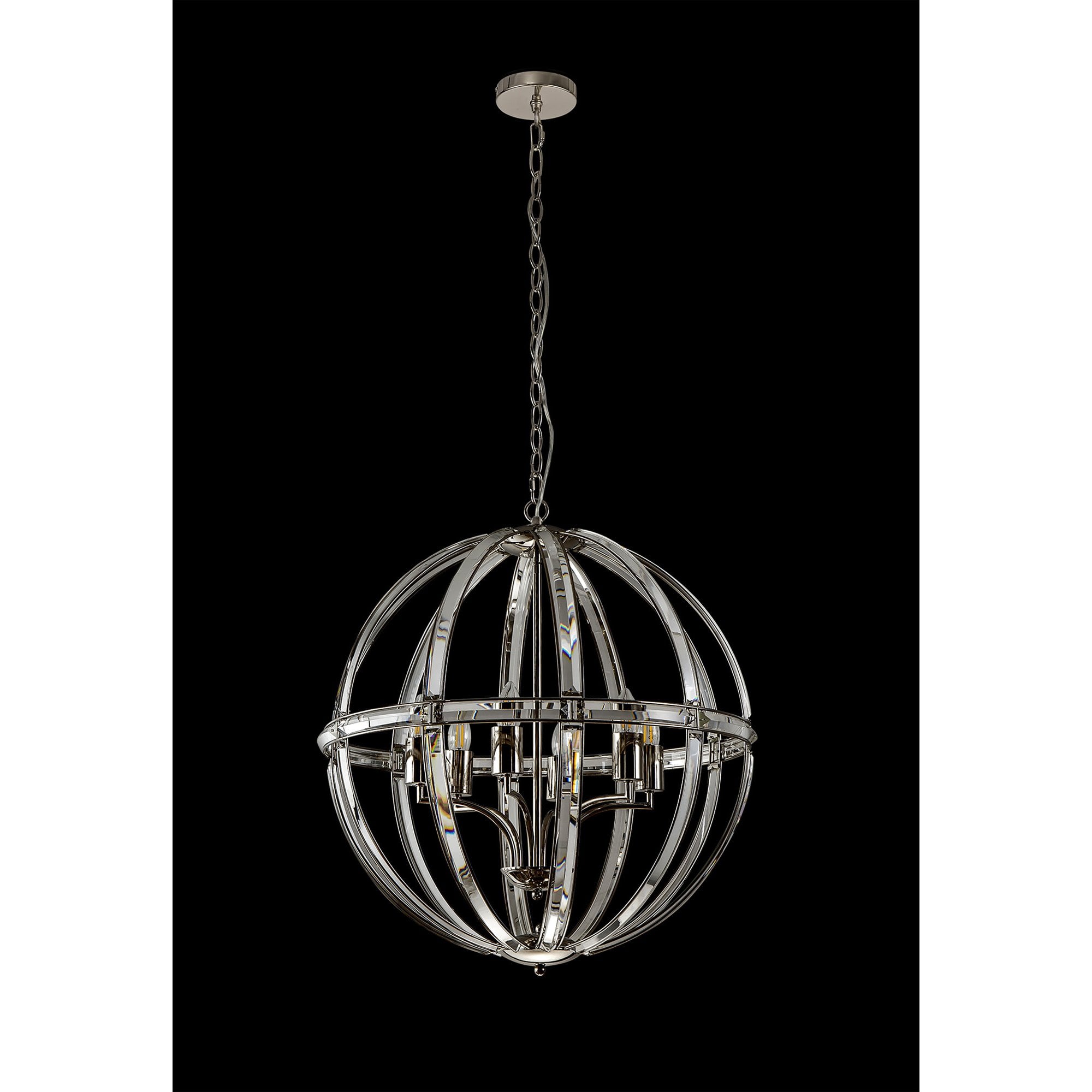 Fabula Woodford Large 6 Light Round Pendant - Polished Nickel