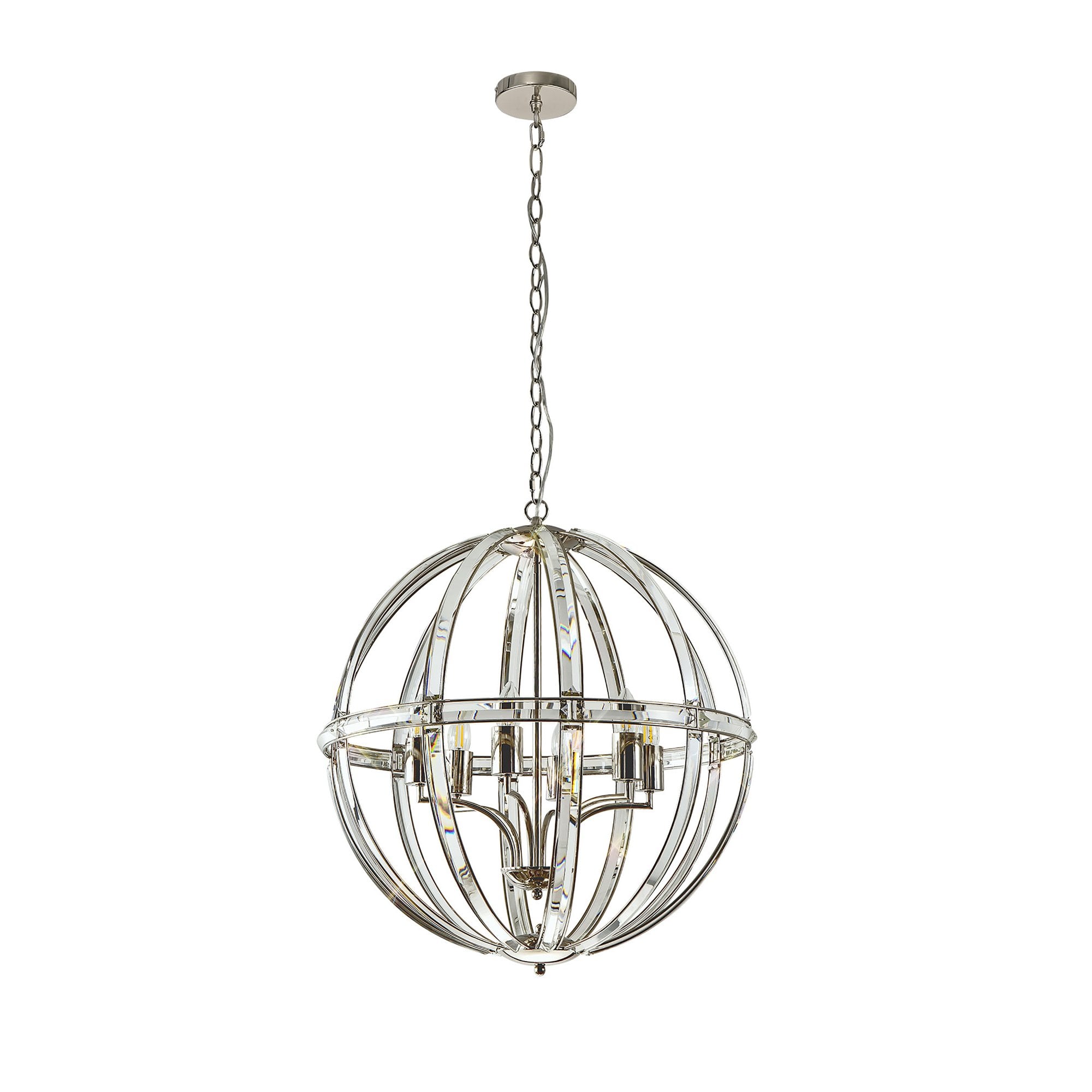 Fabula Woodford Large 6 Light Round Pendant - Polished Nickel
