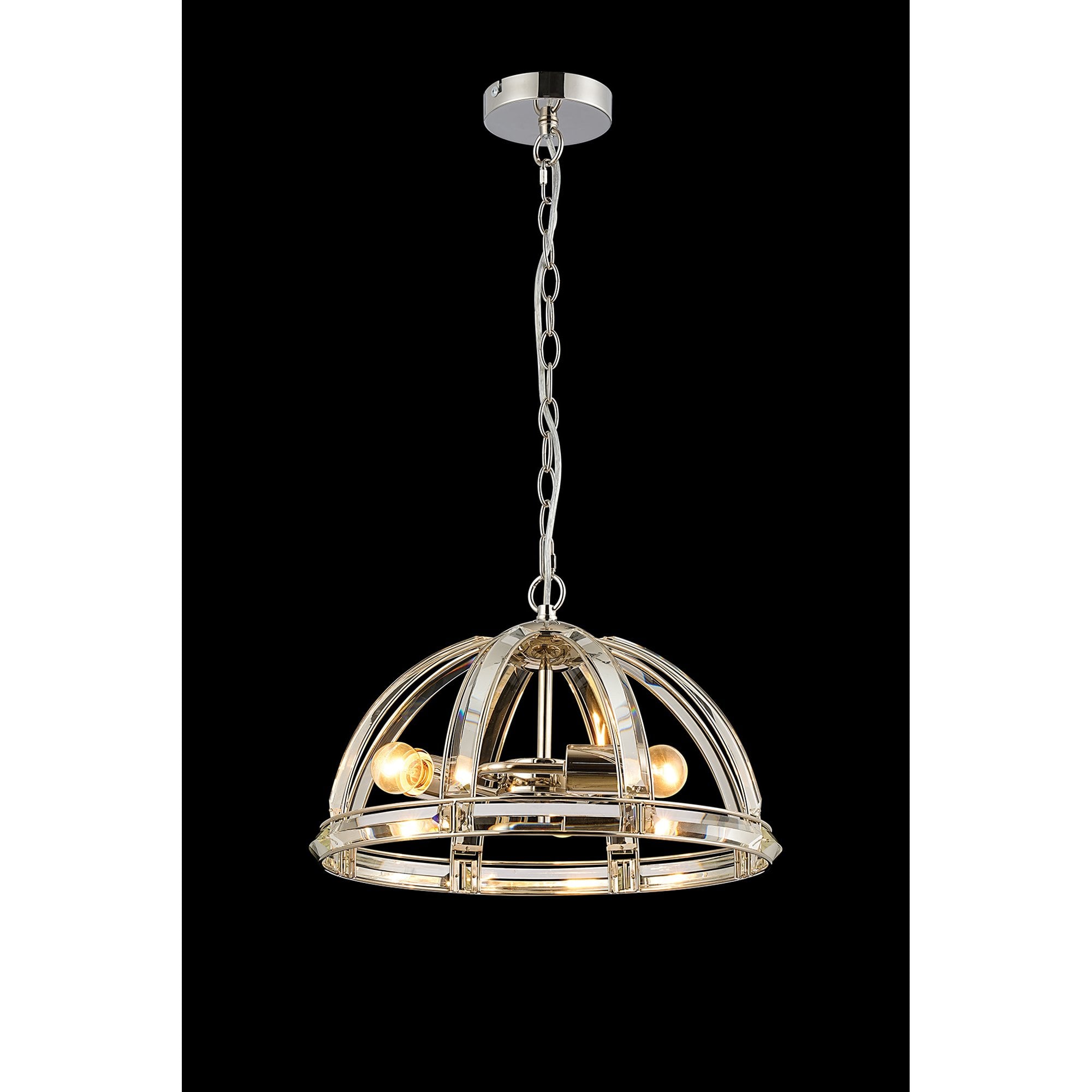 Fabula Woodford Medium 3 Light Dome Pendant - Polished Nickel