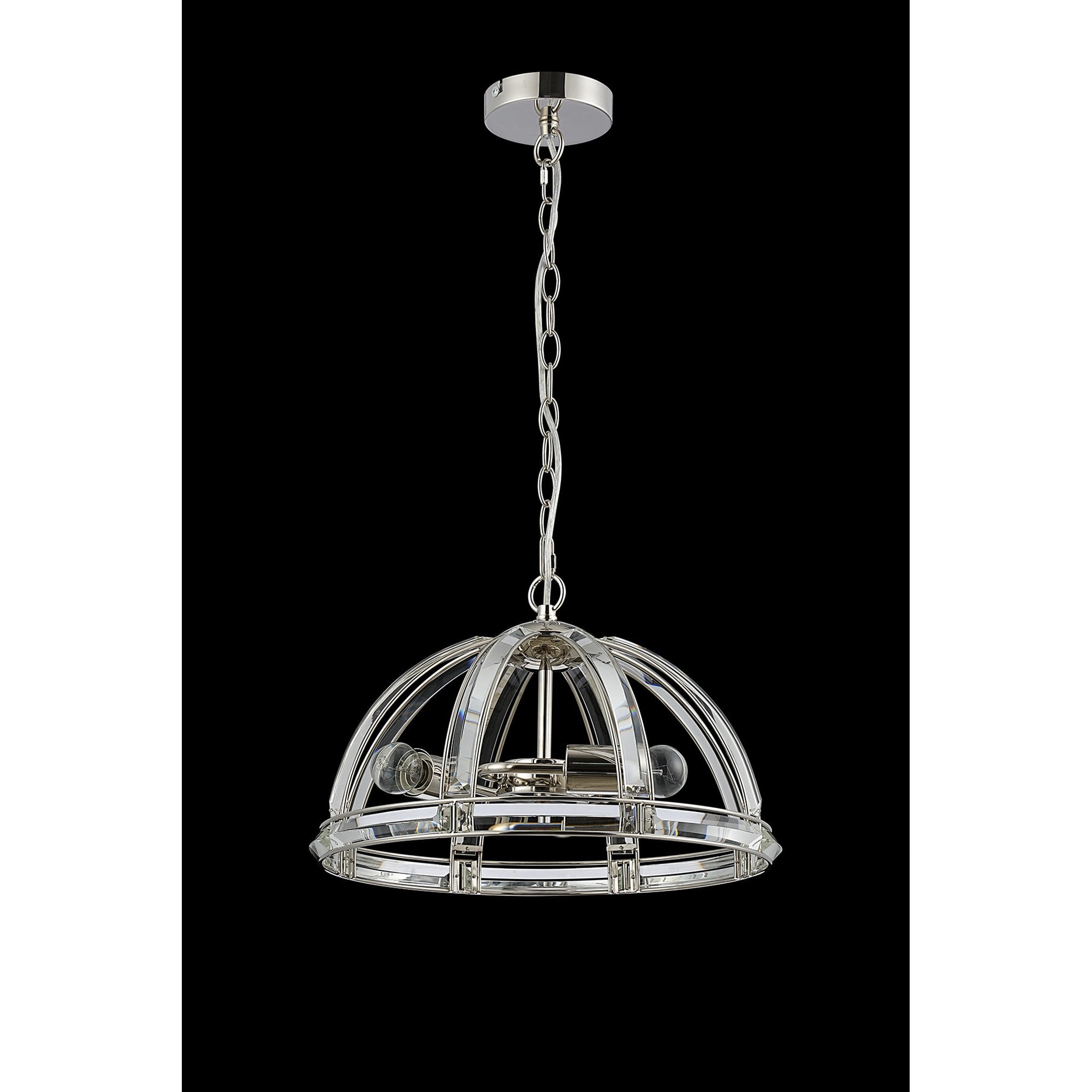 Fabula Woodford Medium 3 Light Dome Pendant - Polished Nickel