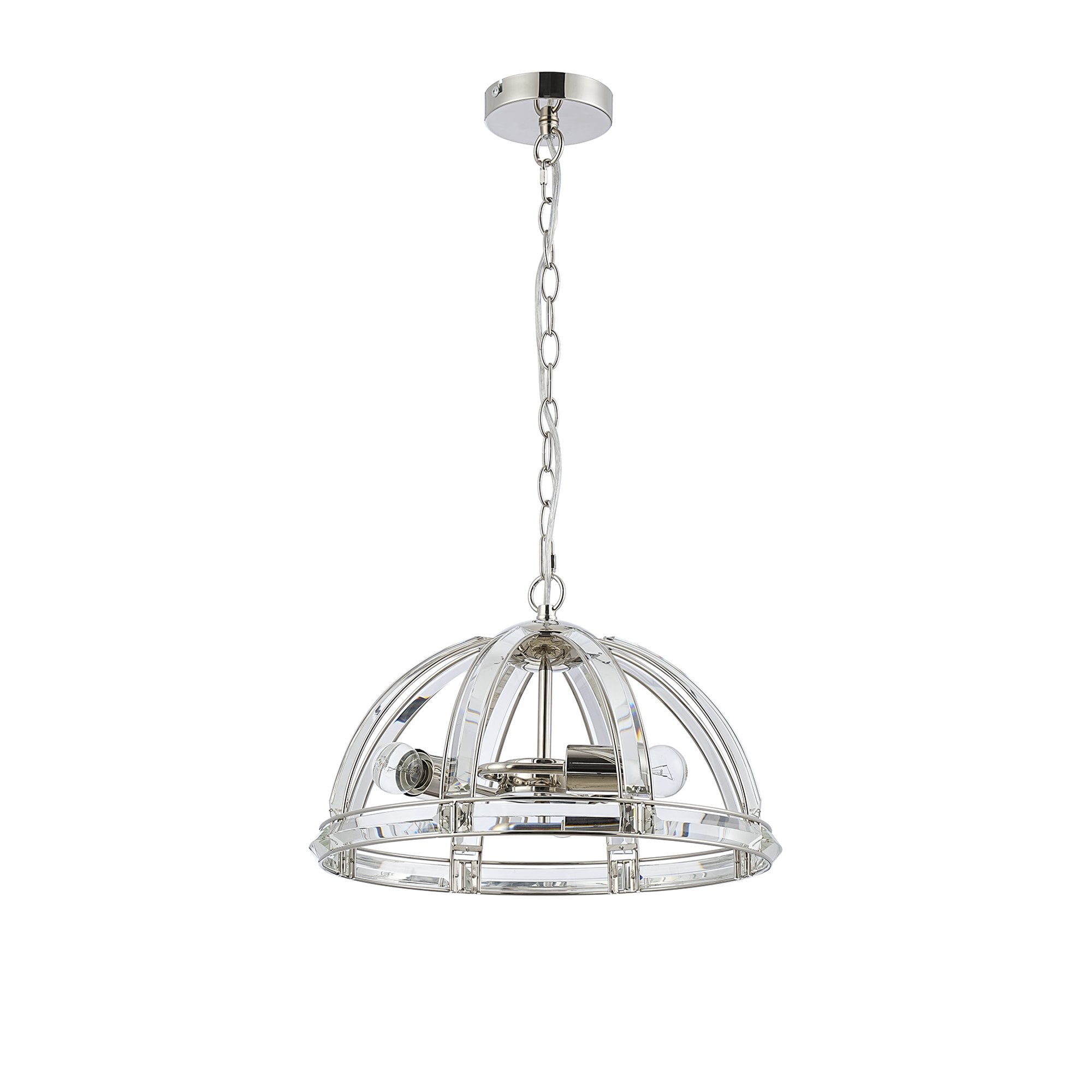 Fabula Woodford Medium 3 Light Dome Pendant - Polished Nickel